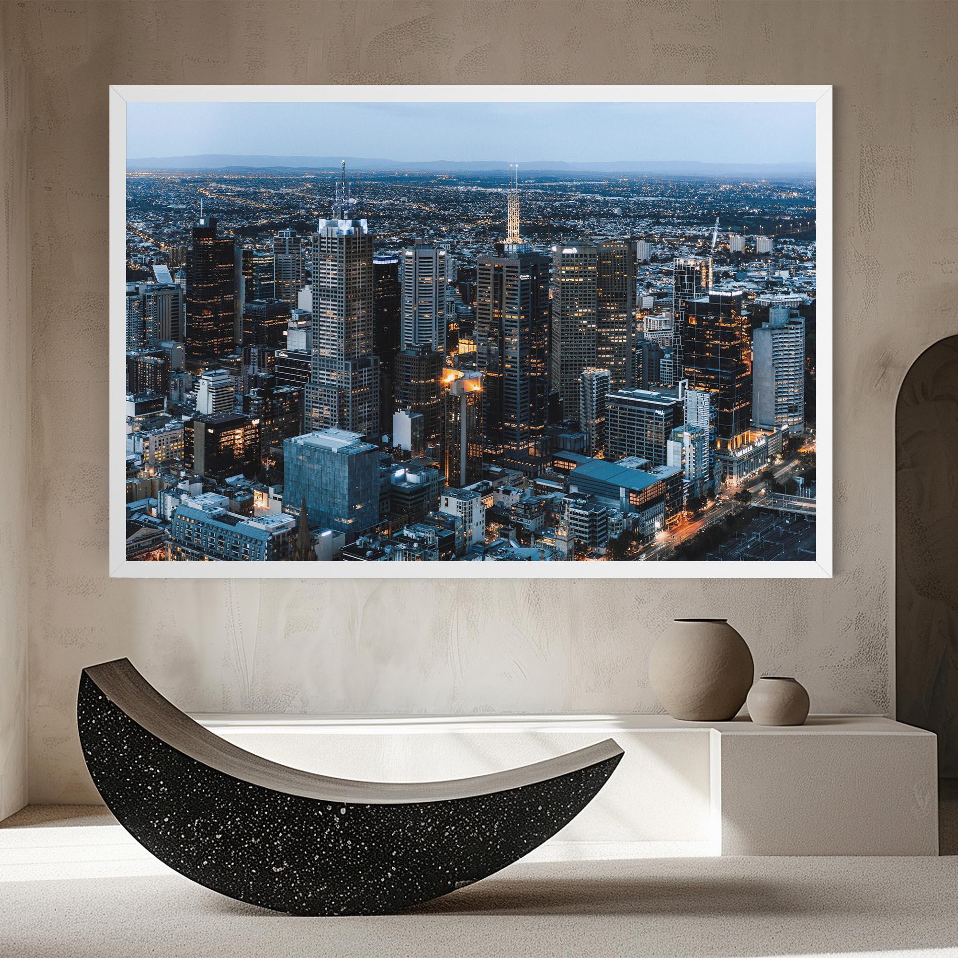 Leinwandbild Yellow Lights Skyline mockup 8