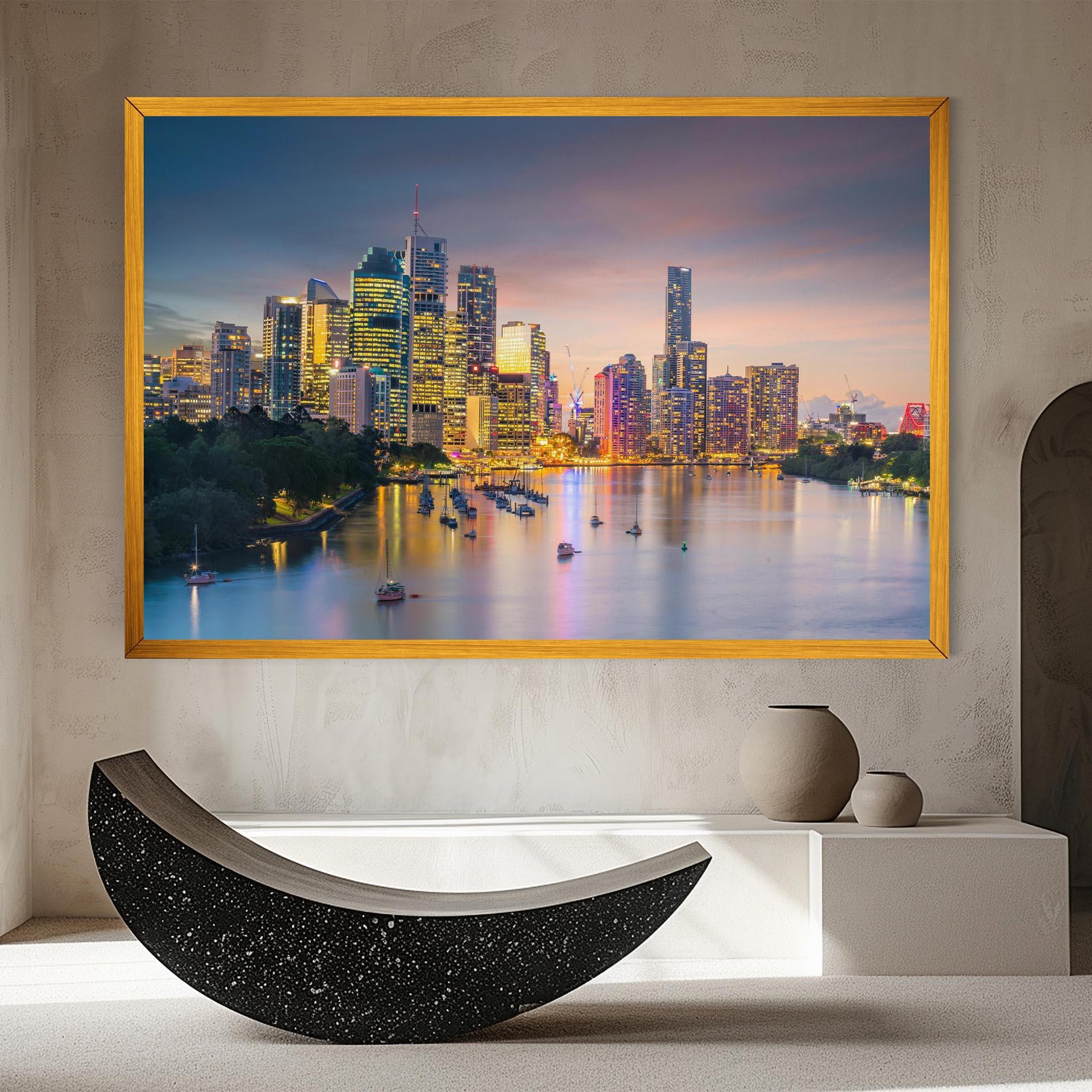 Leinwandbild Brisbane City Skyline mockup 8