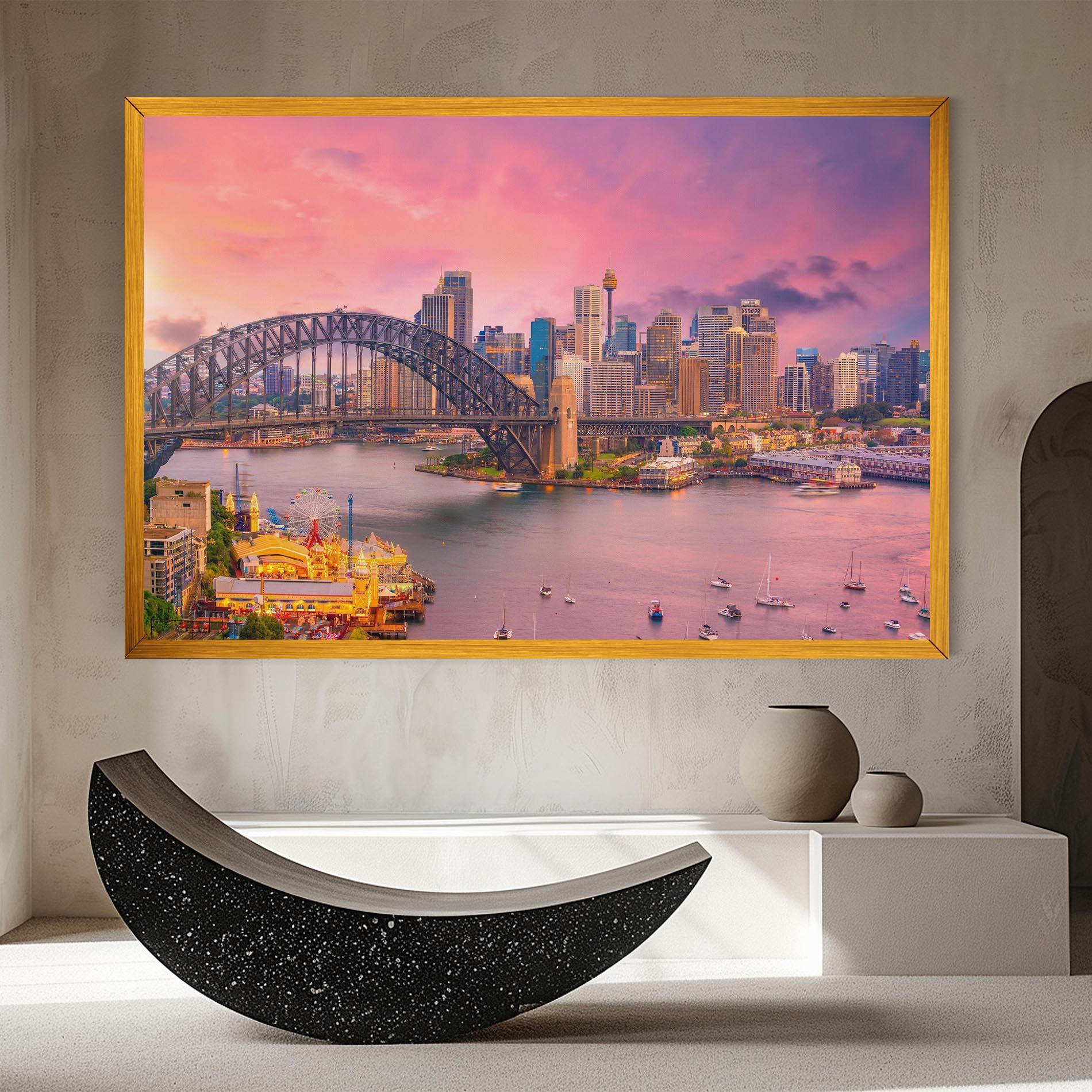Leinwandbild Pink Sydney Skyline mockup 8
