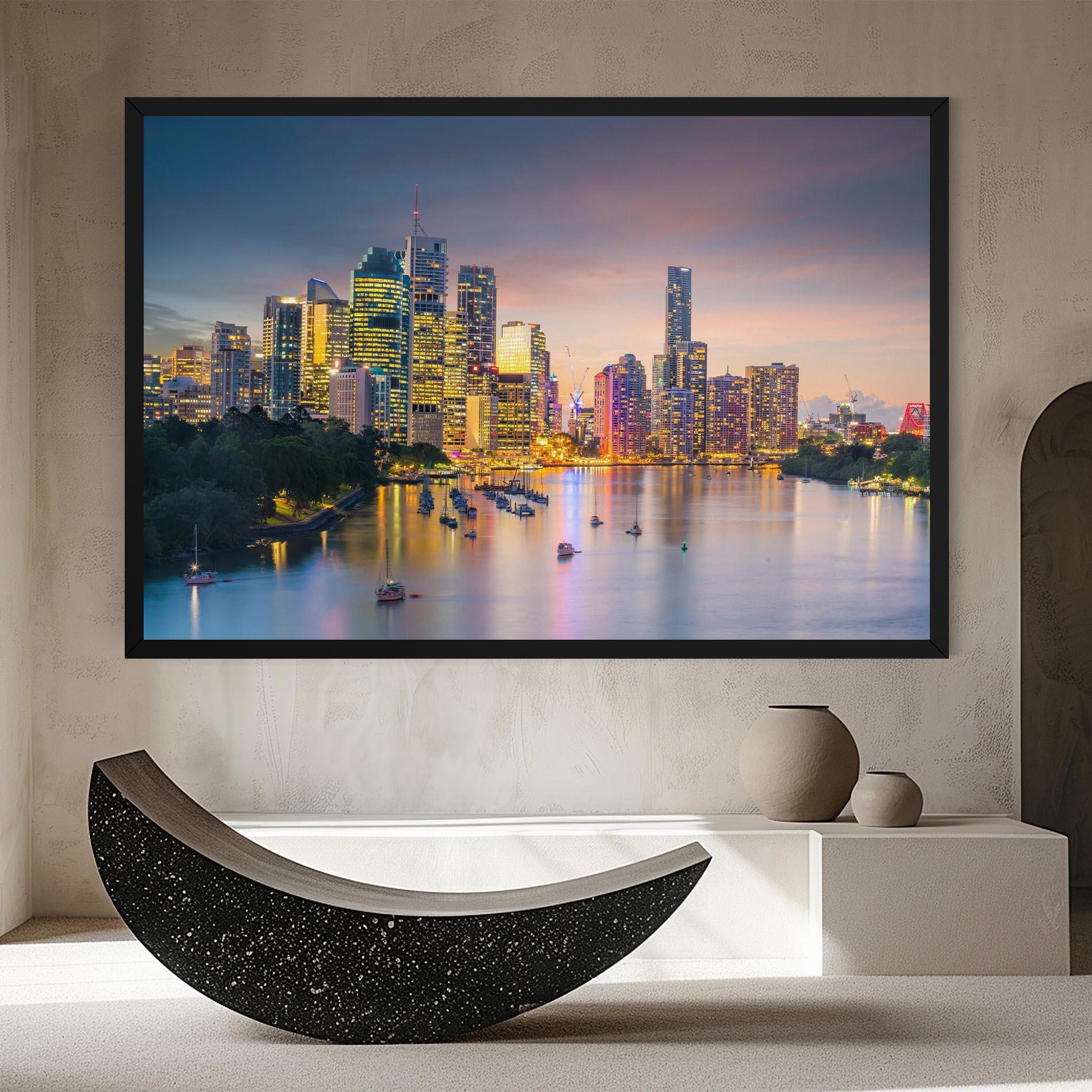 Leinwandbild Brisbane City Skyline mockup 8