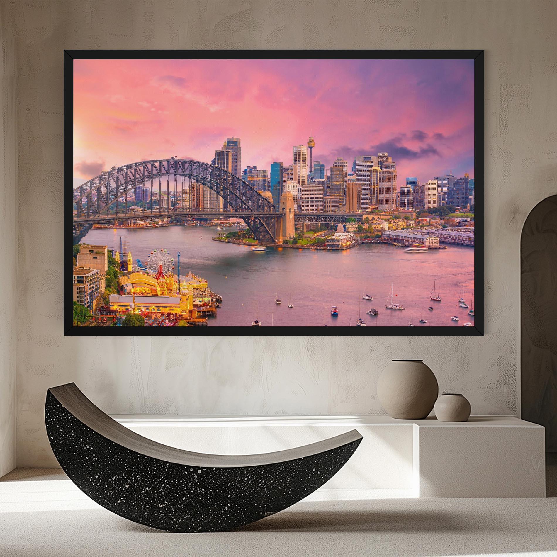Leinwandbild Pink Sydney Skyline mockup 8