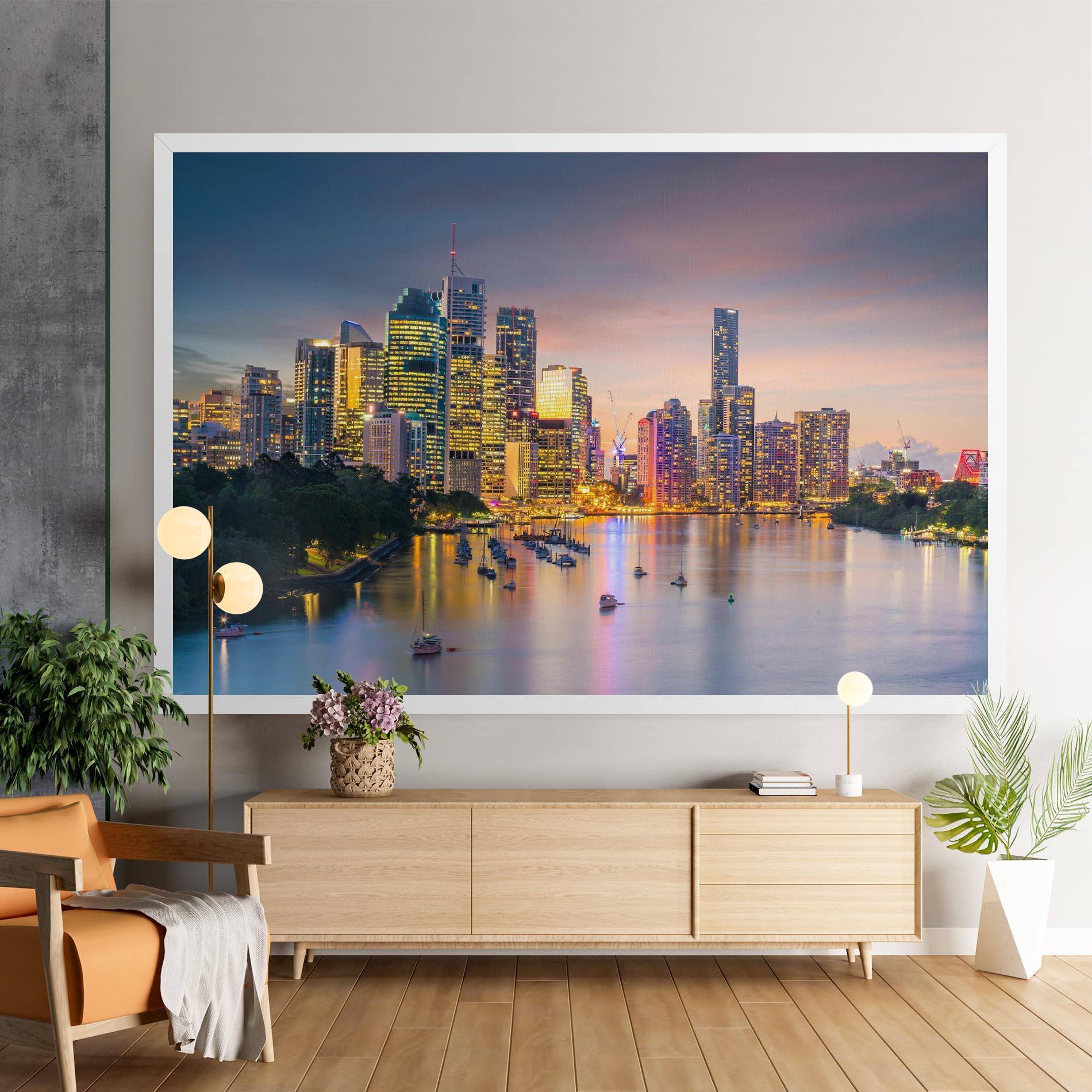 Leinwandbild Brisbane City Skyline mockup 9
