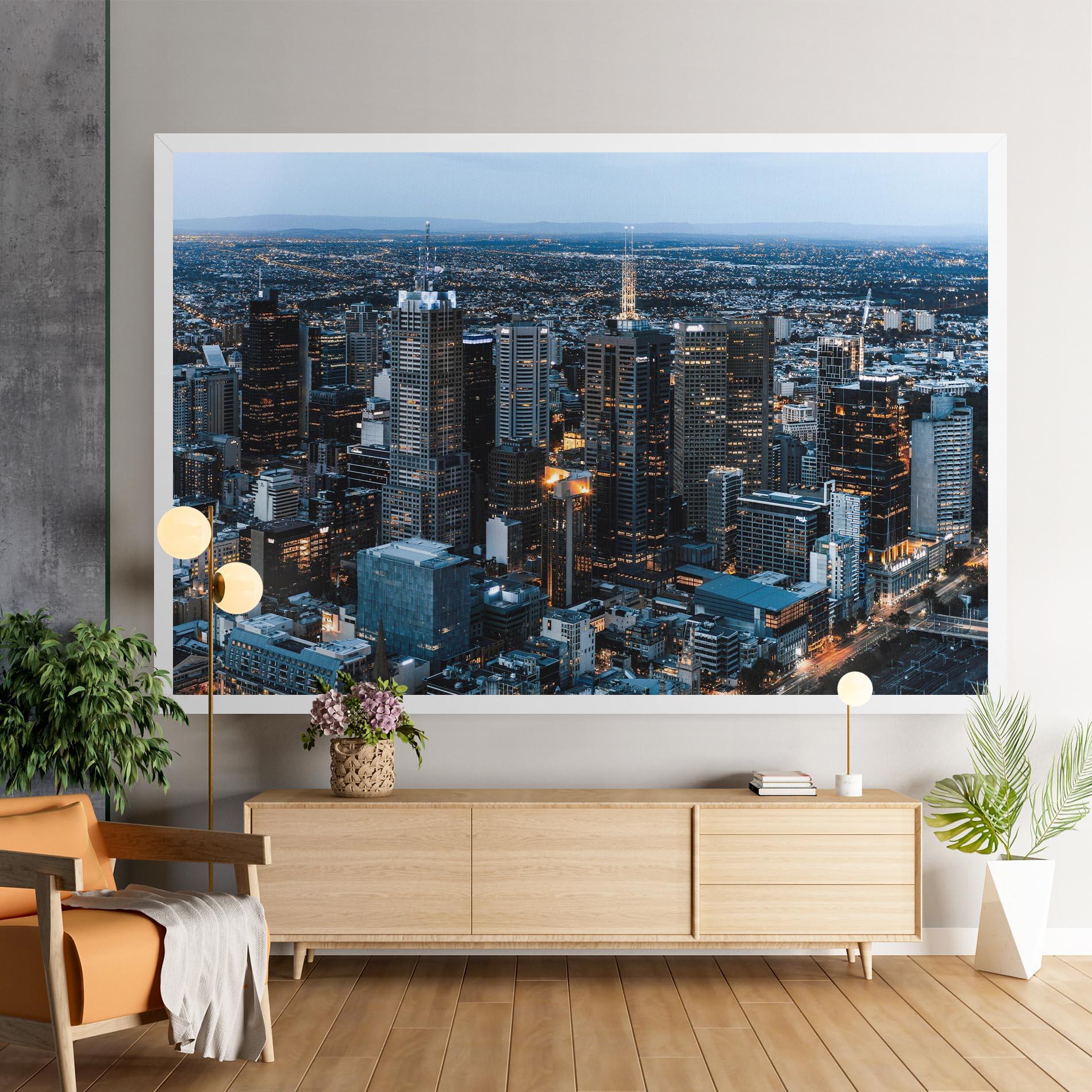 Leinwandbild Yellow Lights Skyline mockup 9