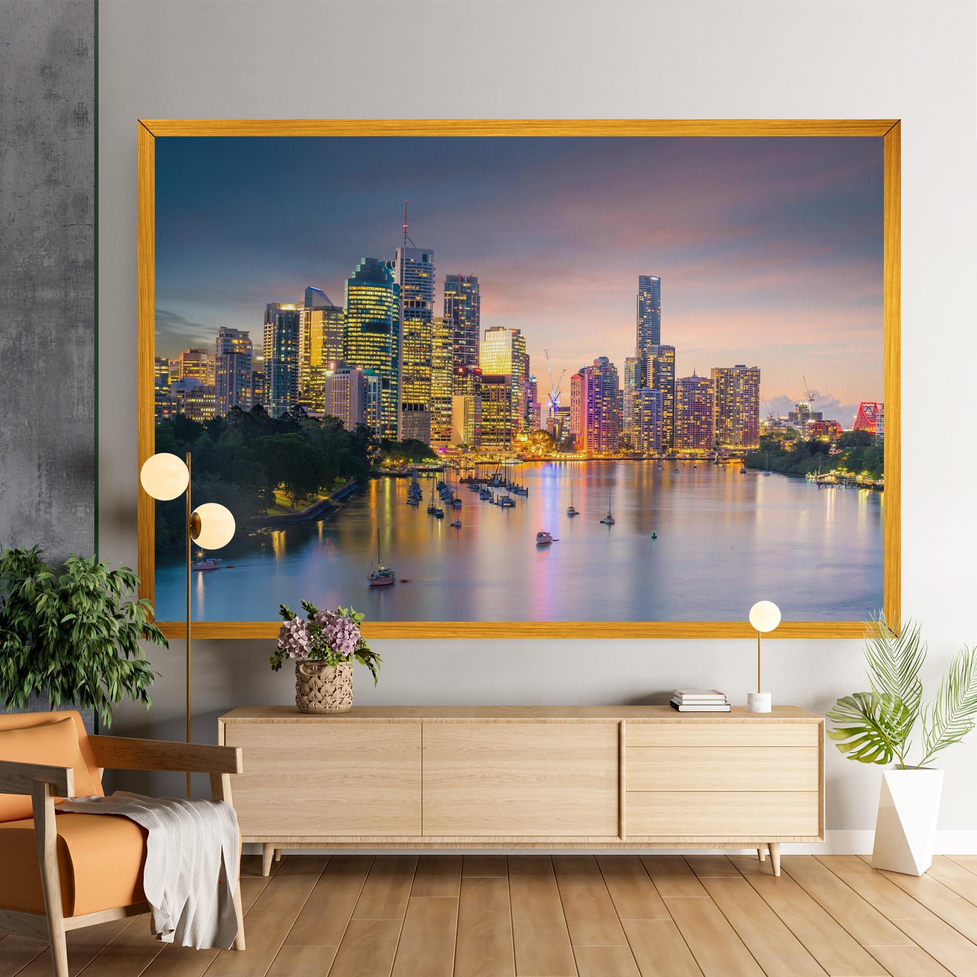 Leinwandbild Brisbane City Skyline mockup 9