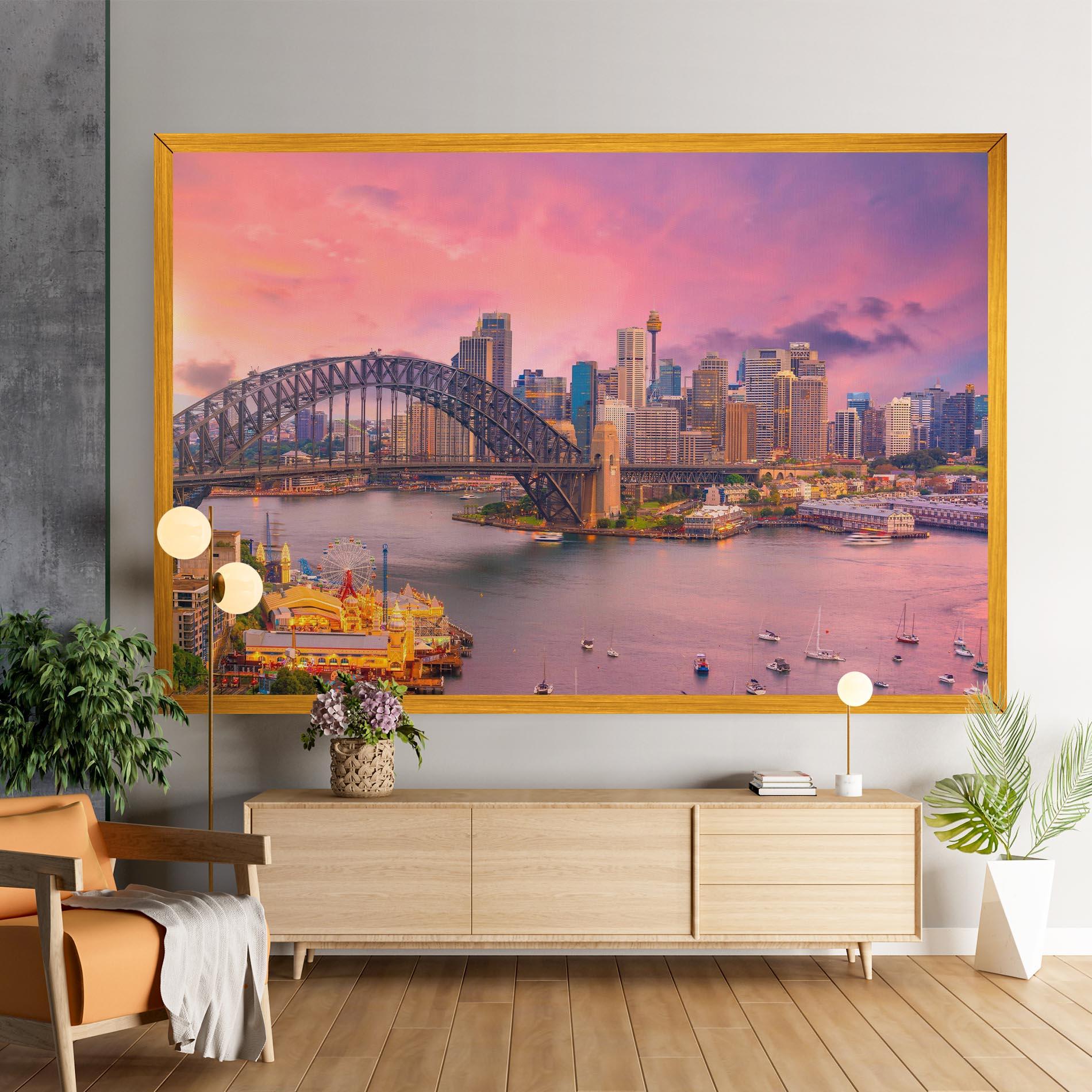 Leinwandbild Pink Sydney Skyline mockup 9