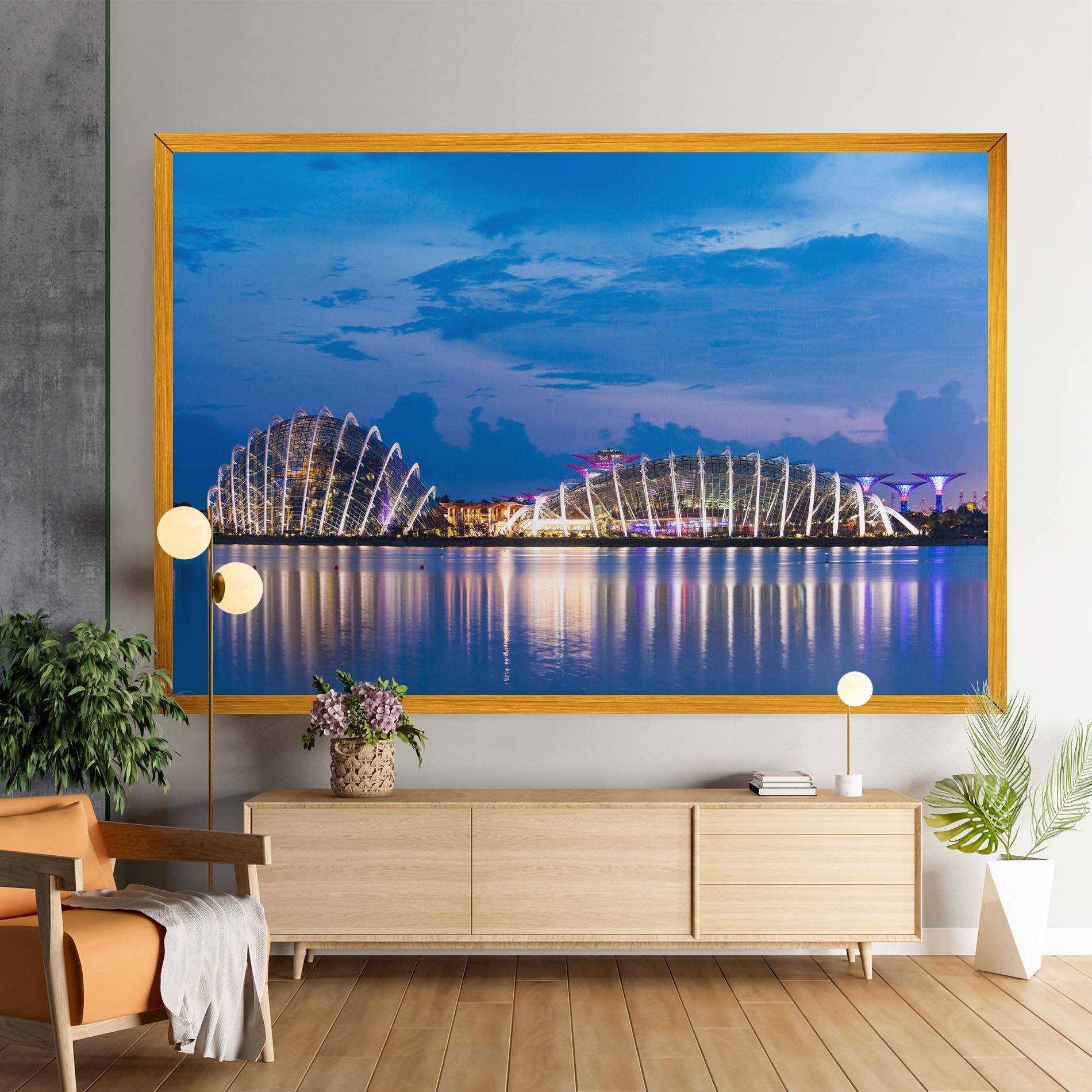 Leinwandbild Singapore Blue Sunset mockup 9