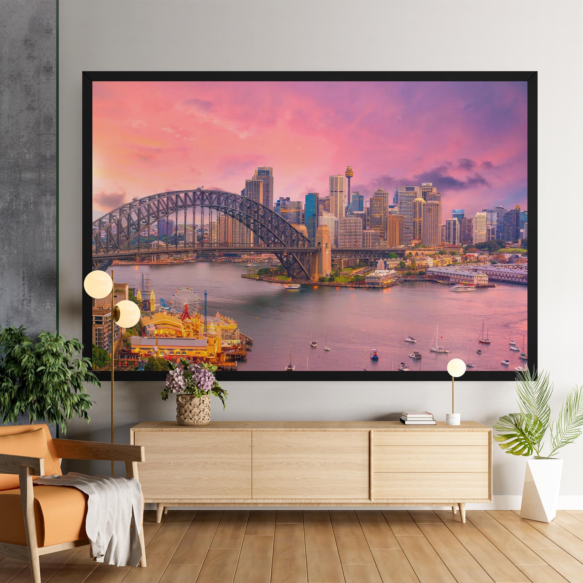 Leinwandbild Pink Sydney Skyline mockup 9