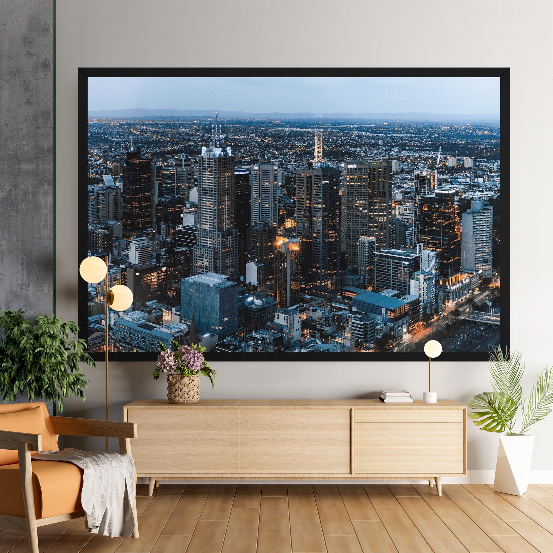 Leinwandbild Yellow Lights Skyline mockup 9