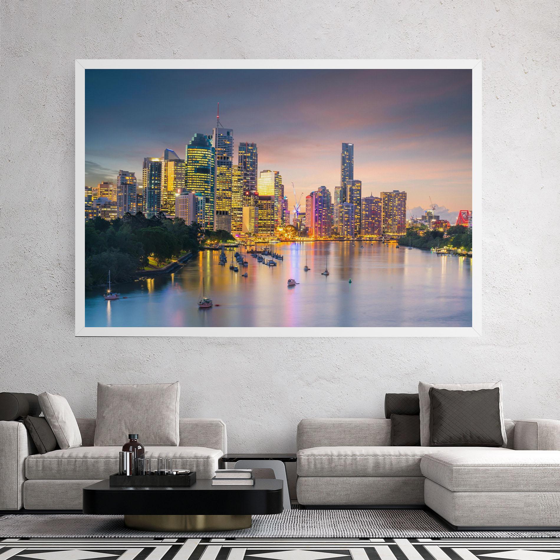 Leinwandbild Brisbane City Skyline mockup 2