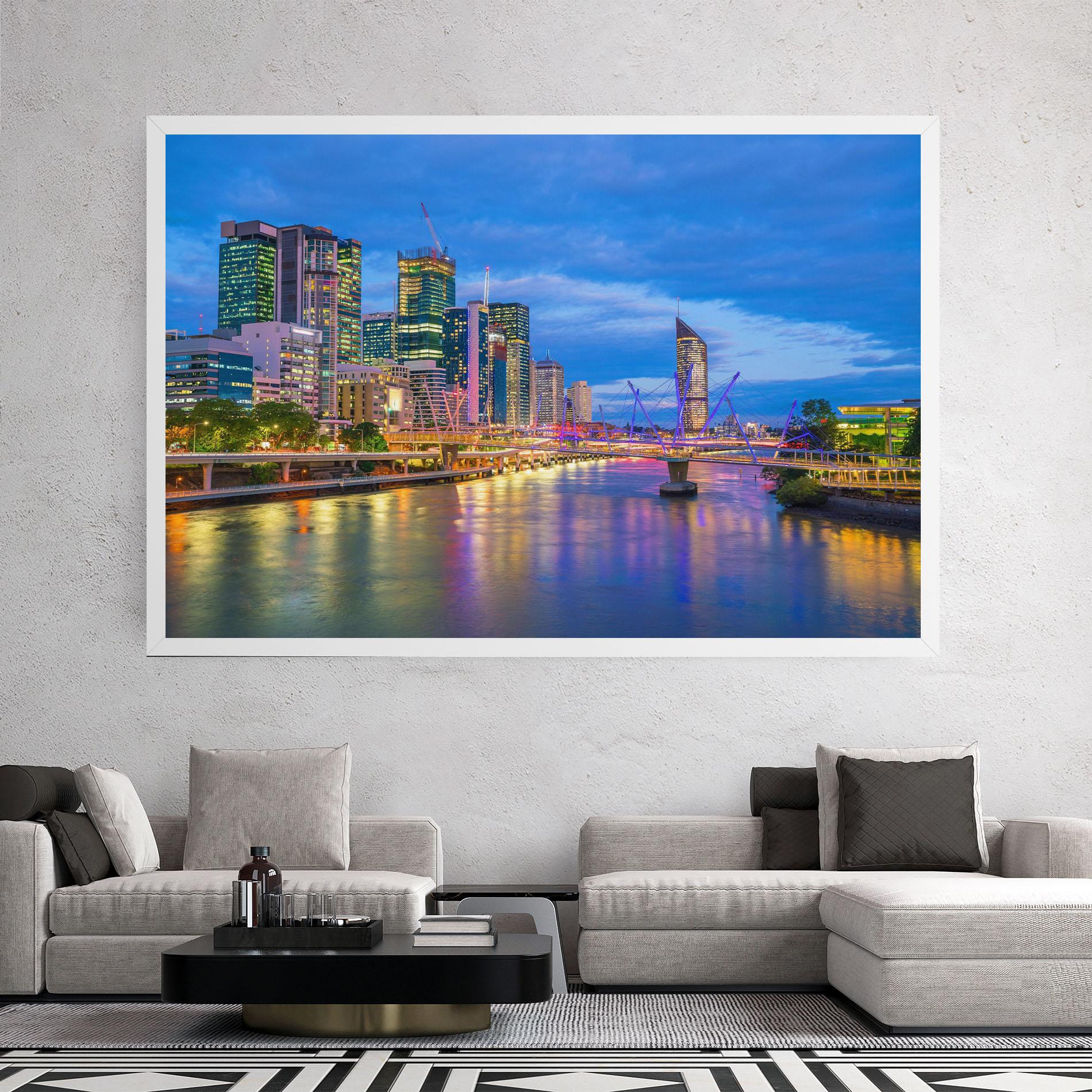 Leinwandbild Brisbane Skyline View mockup 2