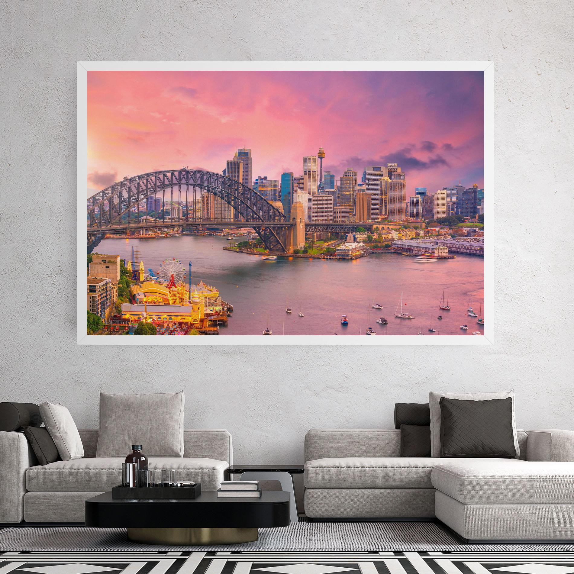 Leinwandbild Pink Sydney Skyline mockup 2