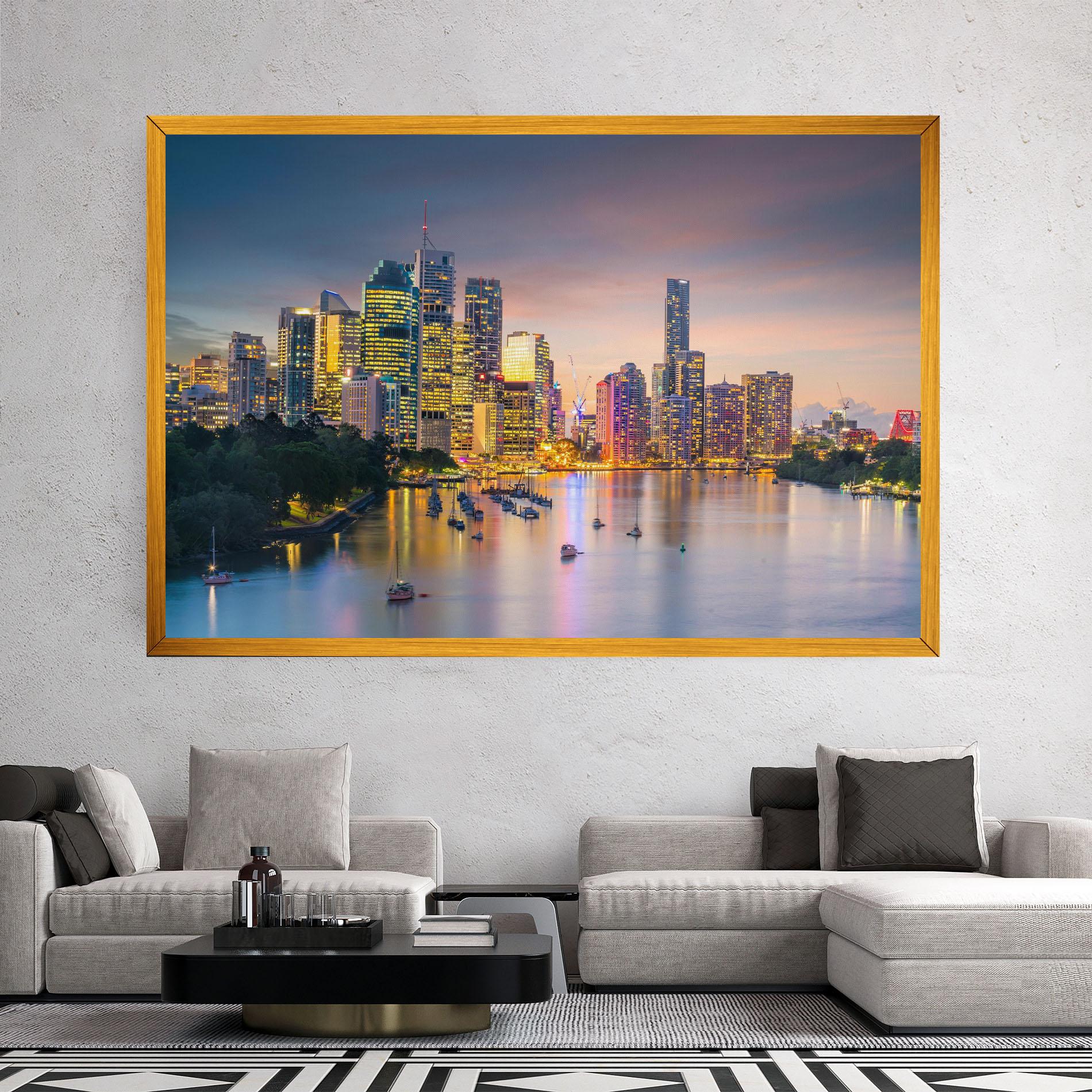 Leinwandbild Brisbane City Skyline mockup 2