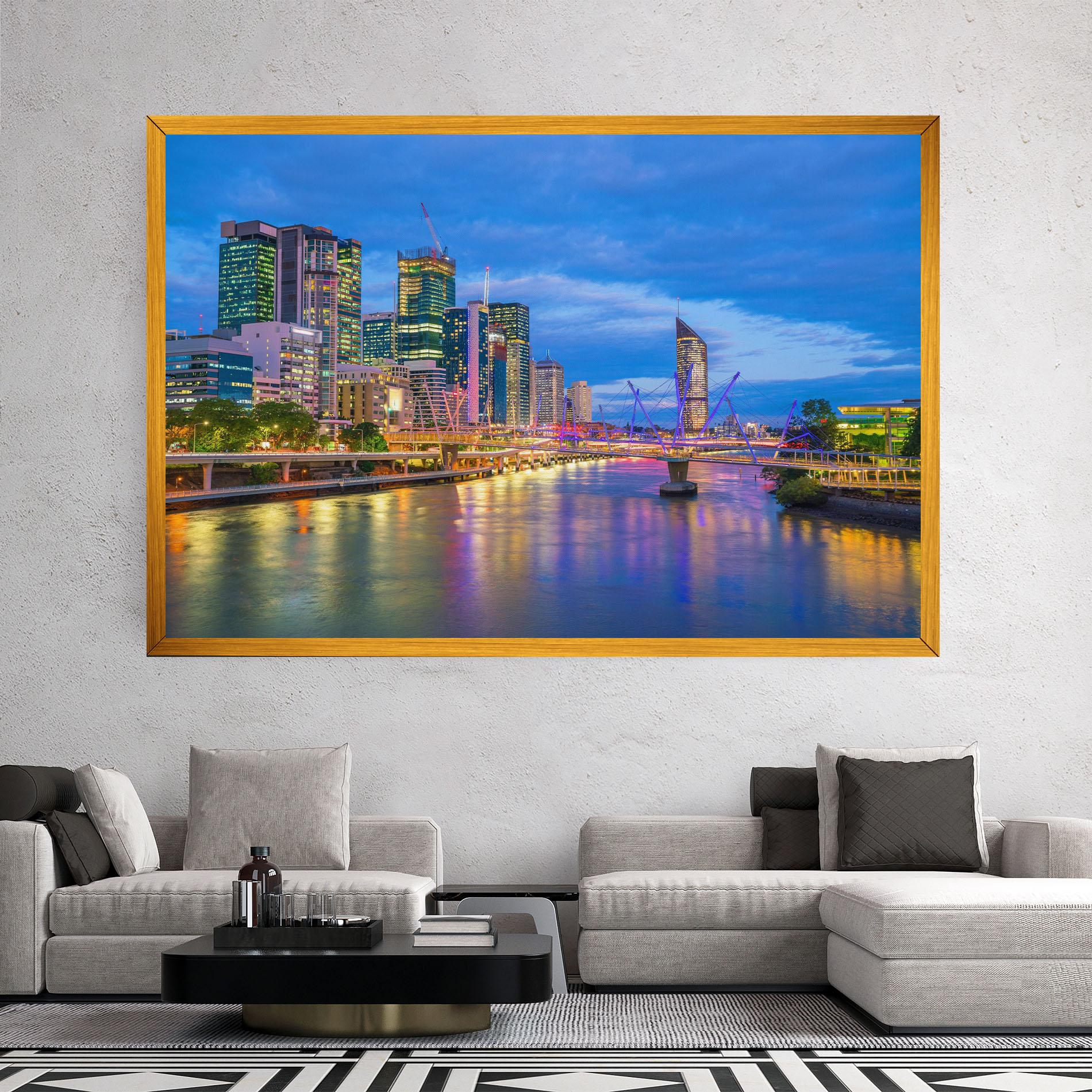 Leinwandbild Brisbane Skyline View mockup 2