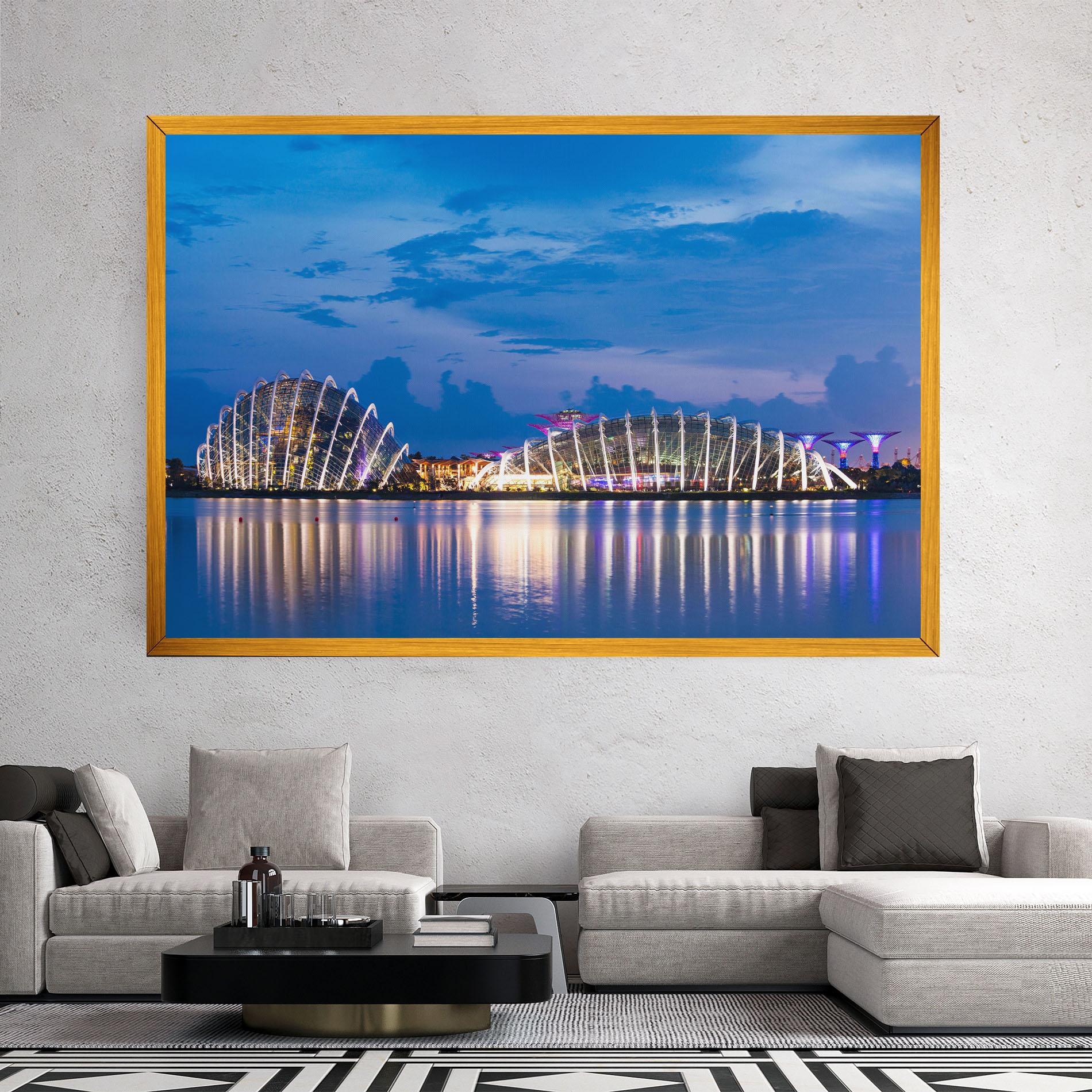 Leinwandbild Singapore Blue Sunset mockup 2