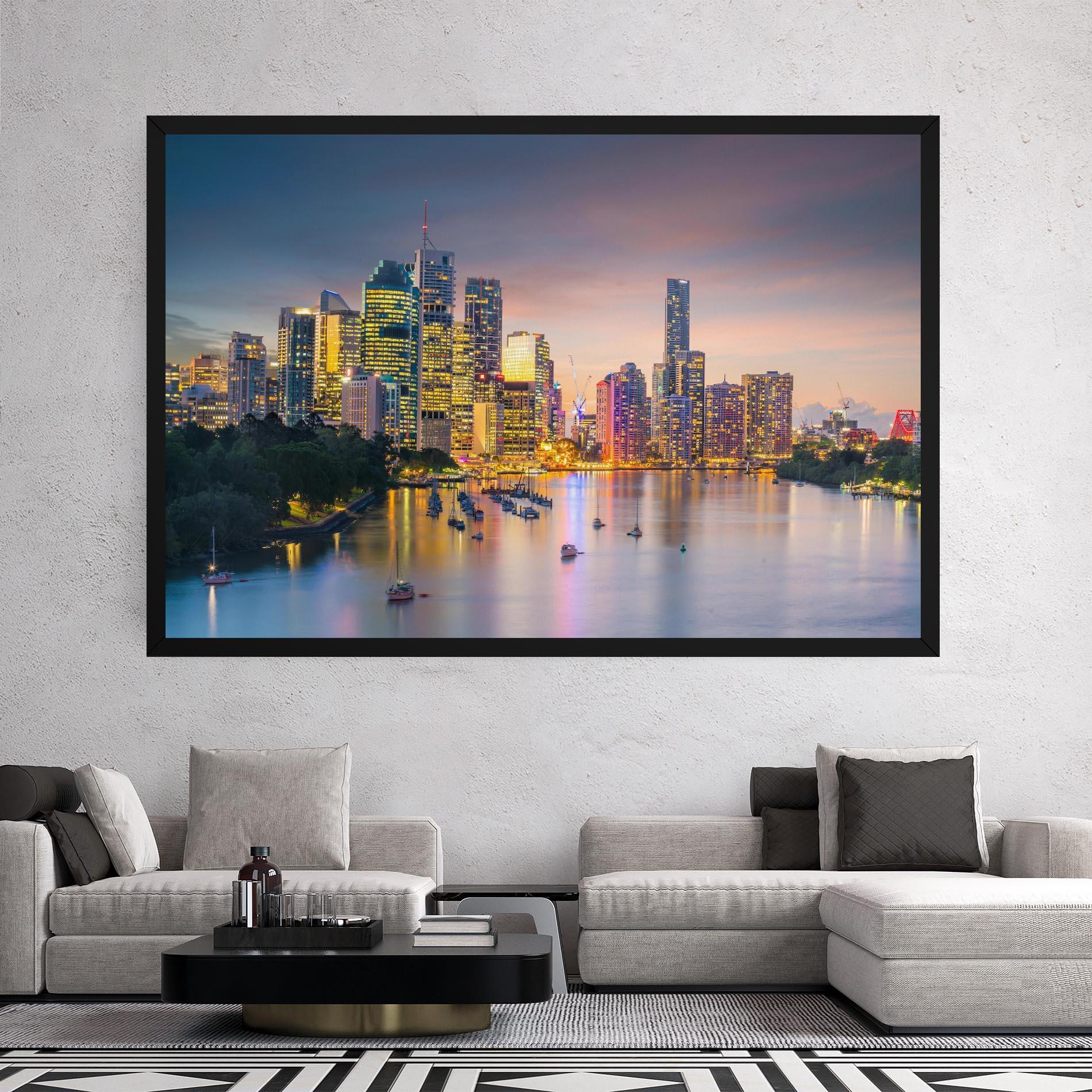 Leinwandbild Brisbane City Skyline mockup 2