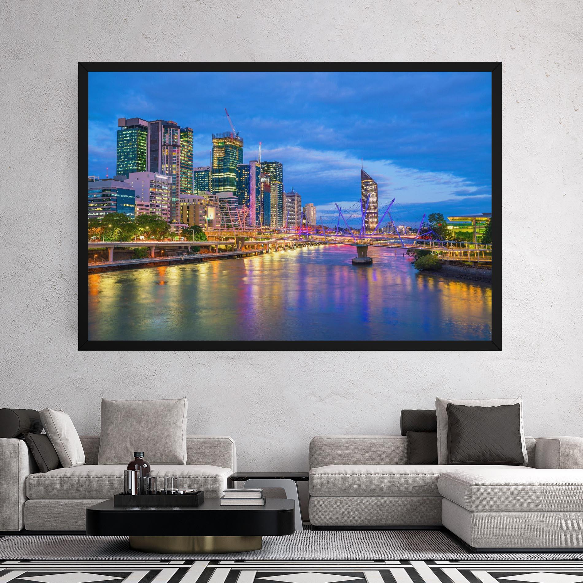 Leinwandbild Brisbane Skyline View mockup 2