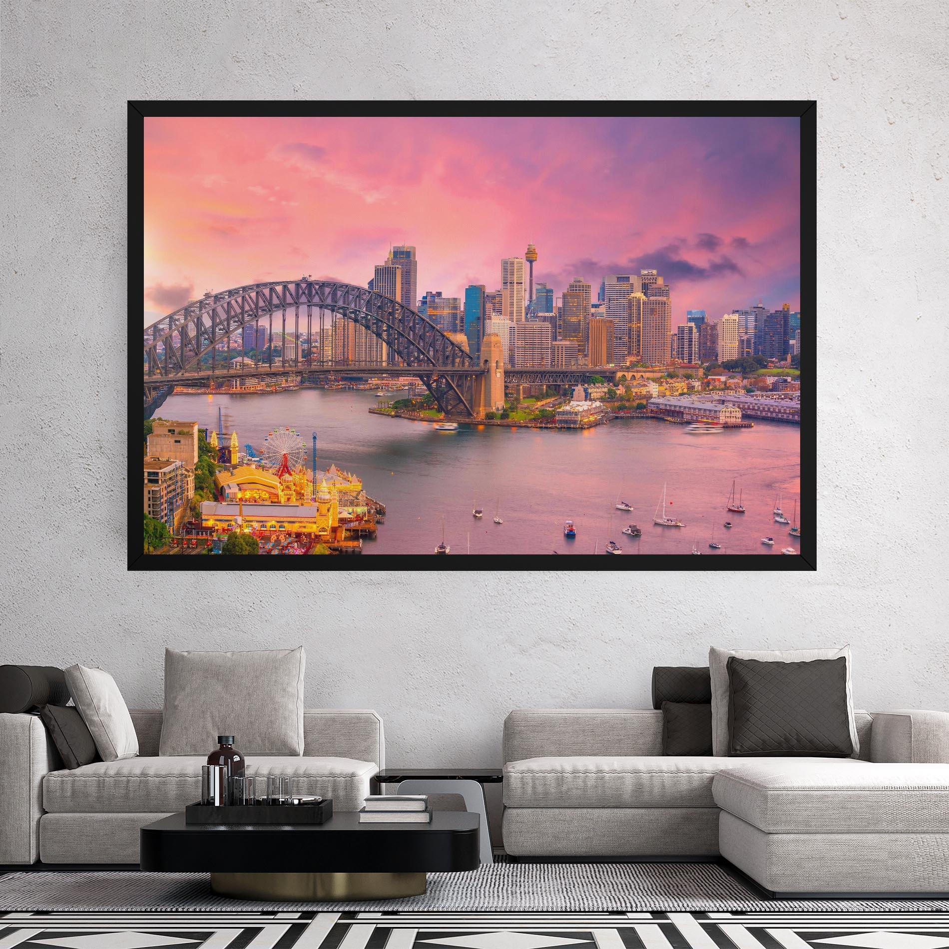 Leinwandbild Pink Sydney Skyline mockup 2