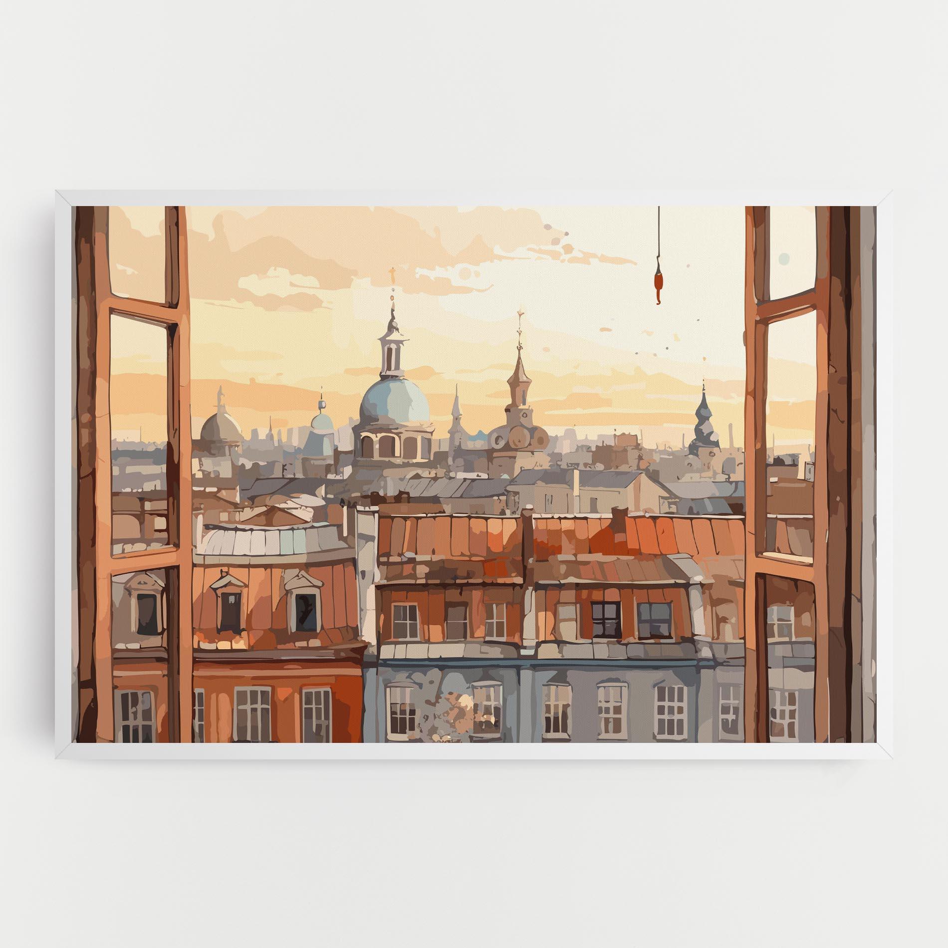 Leinwandbild Window City View mockup 0