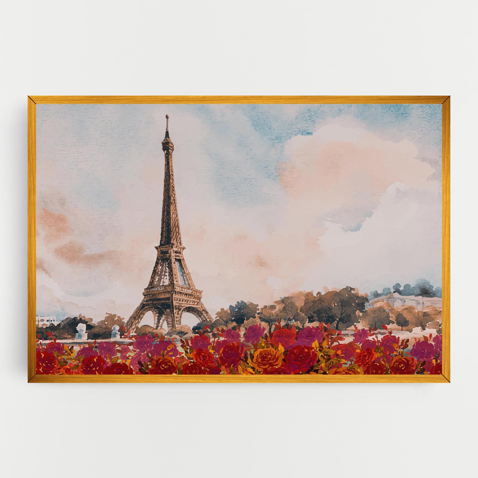 Leinwandbild Eiffel Tower Roses mockup 0