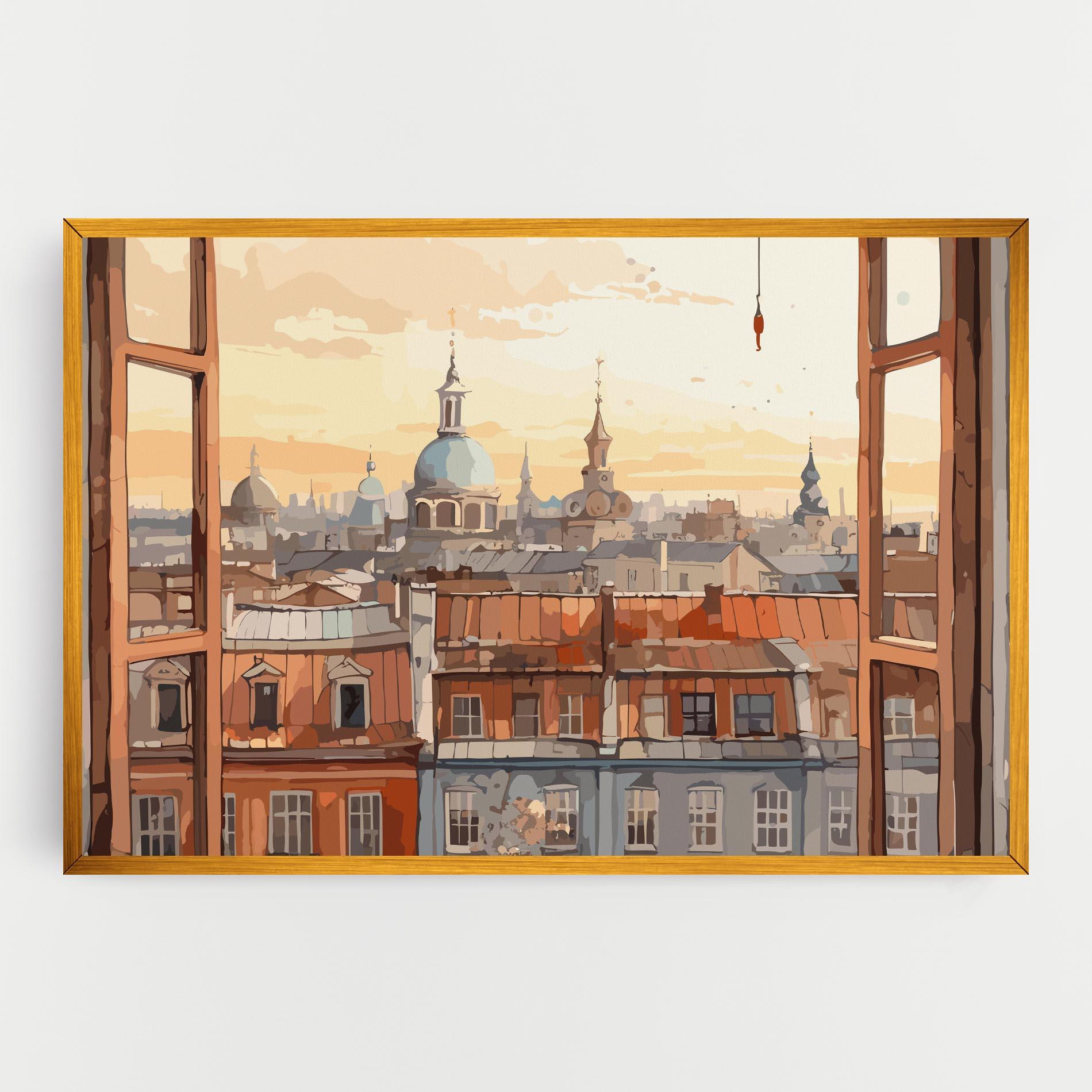Leinwandbild Window City View mockup 0