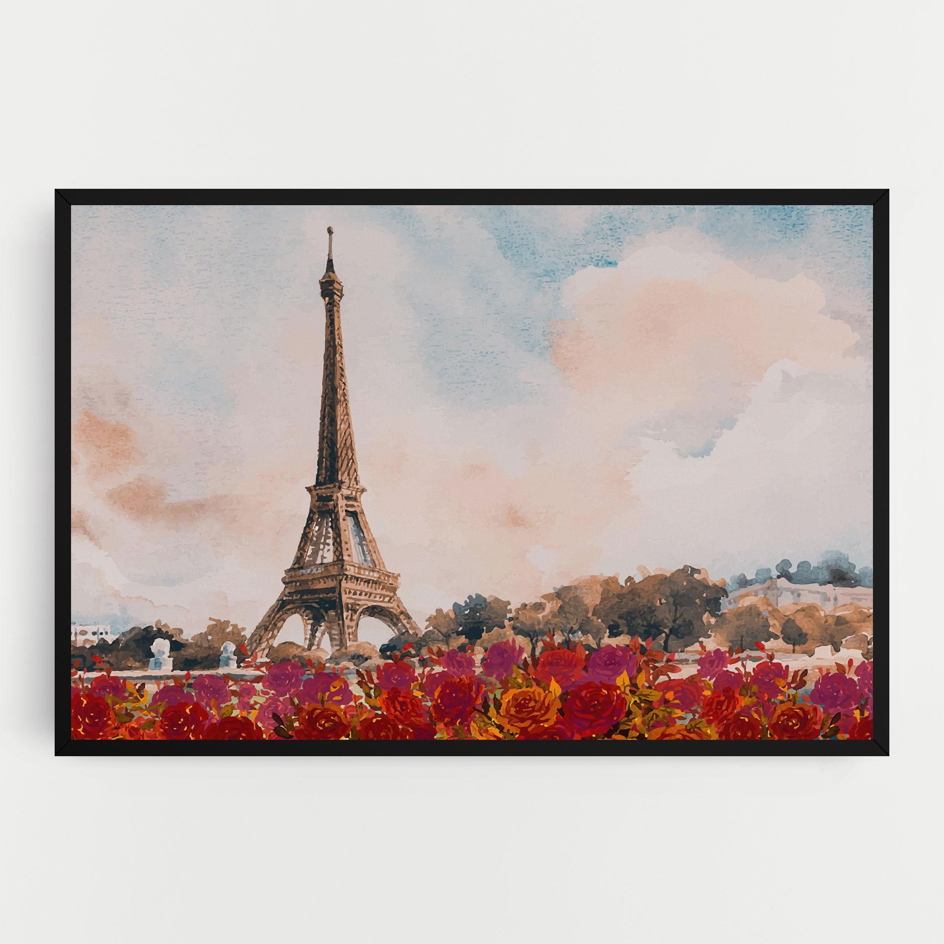 Leinwandbild Eiffel Tower Roses mockup 0