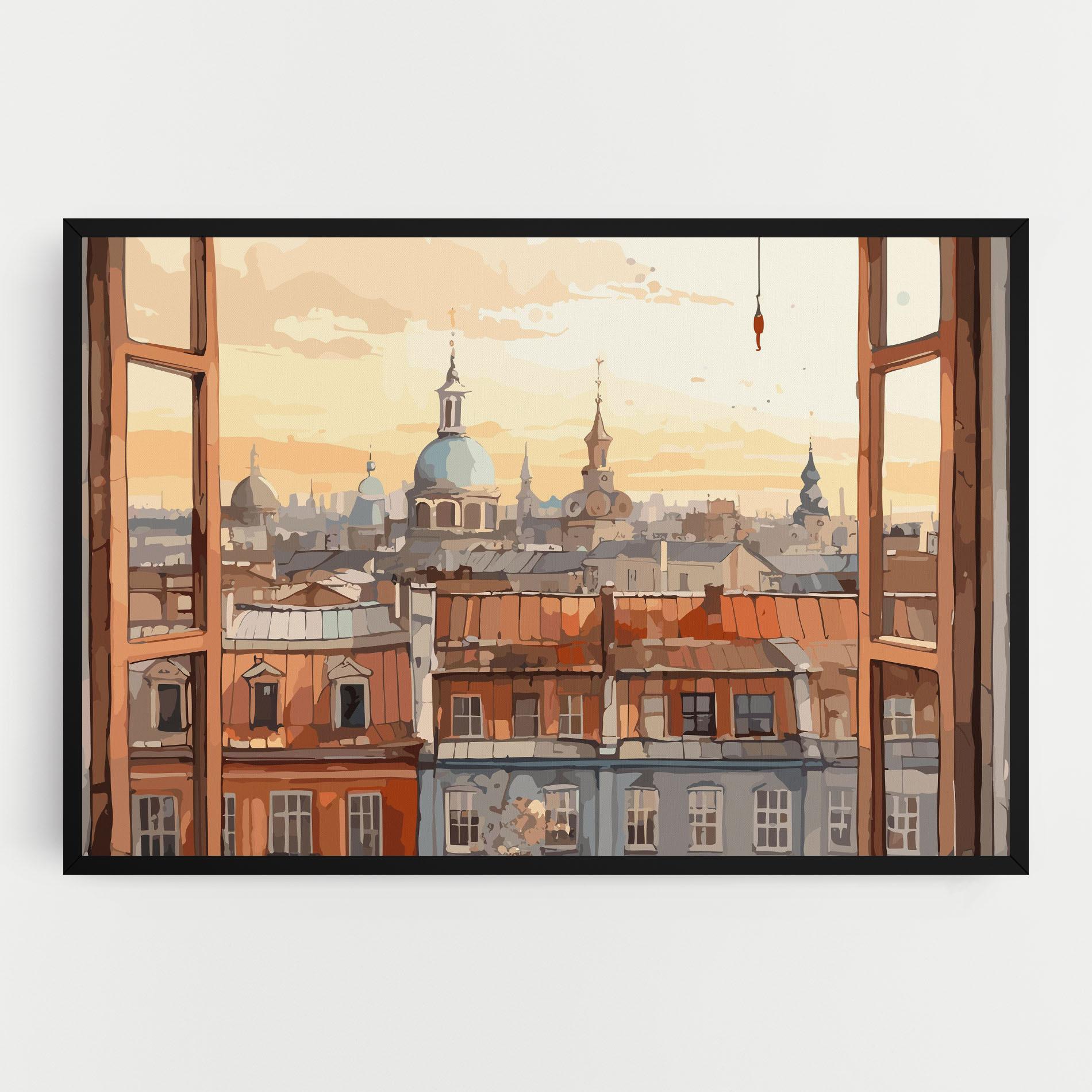 Leinwandbild Window City View mockup 0