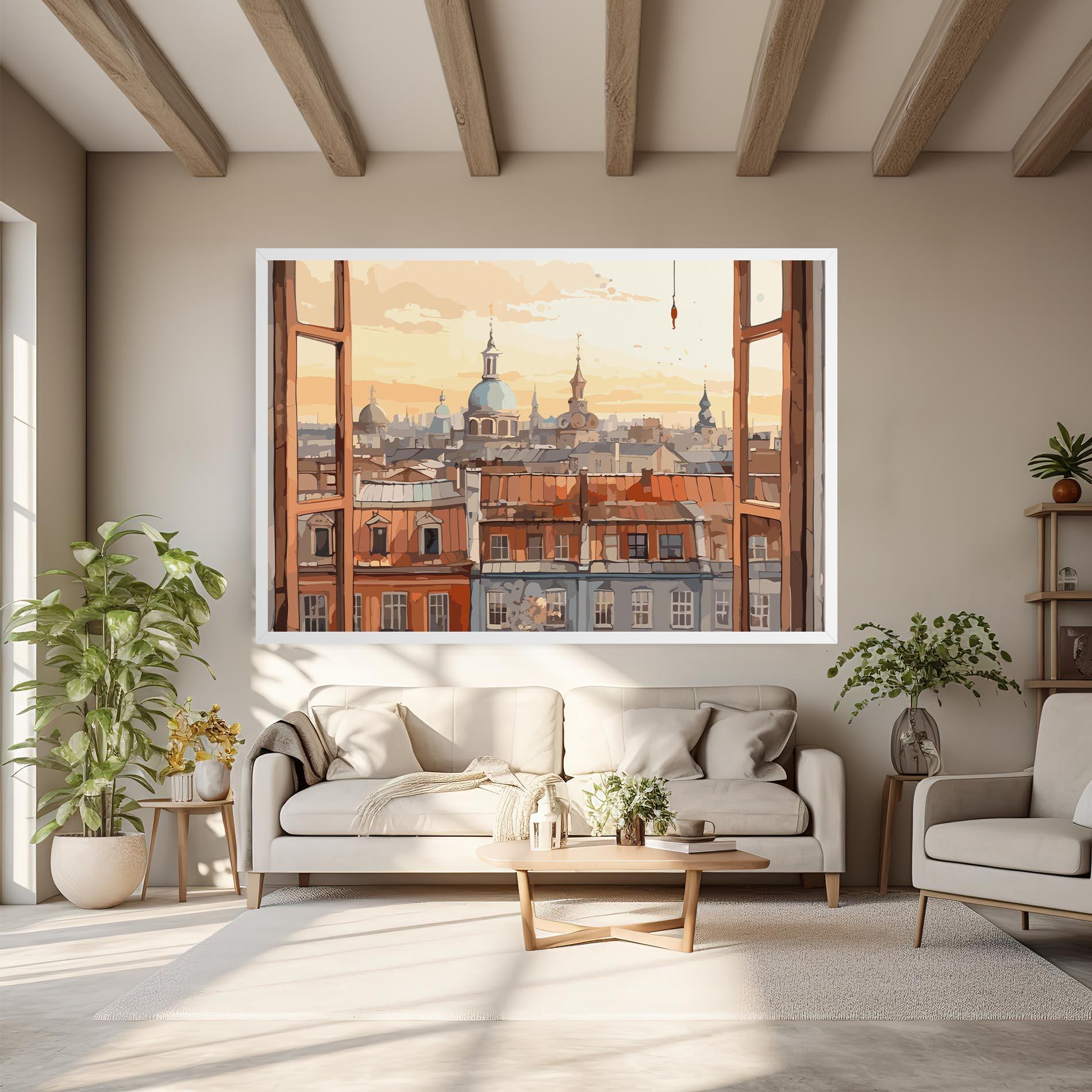 Leinwandbild Window City View mockup 6