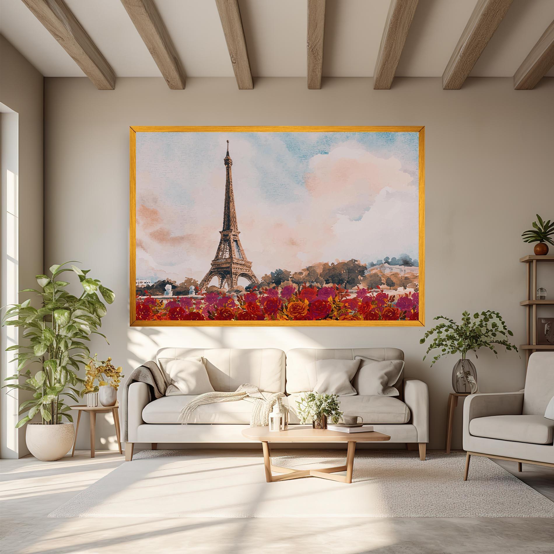 Leinwandbild Eiffel Tower Roses mockup 6