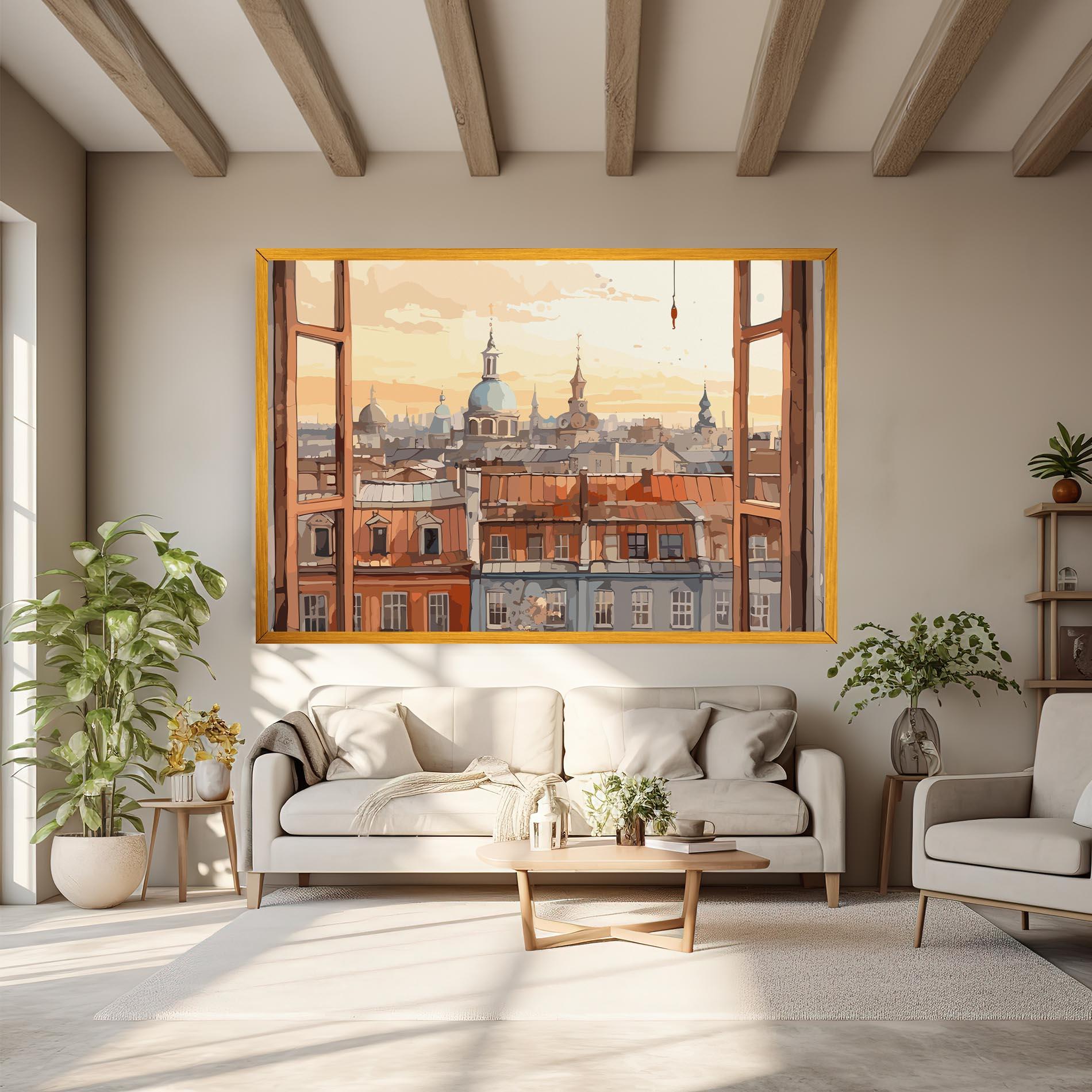Leinwandbild Window City View mockup 6