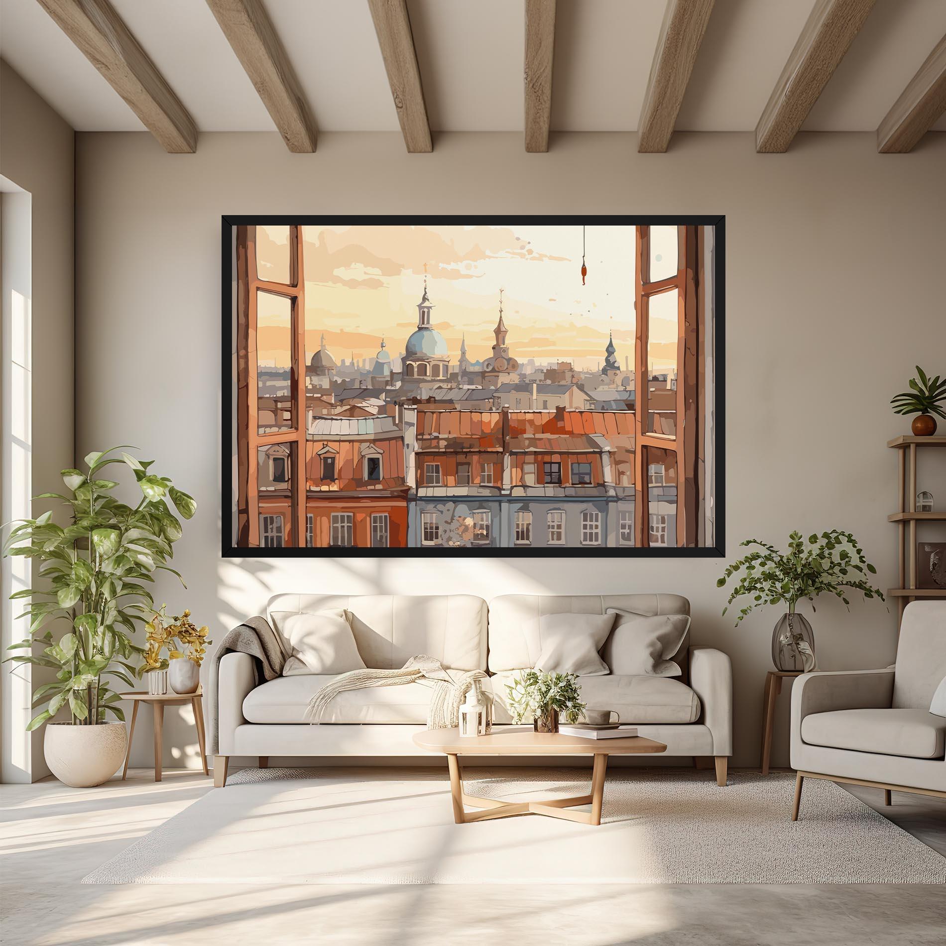 Leinwandbild Window City View mockup 6