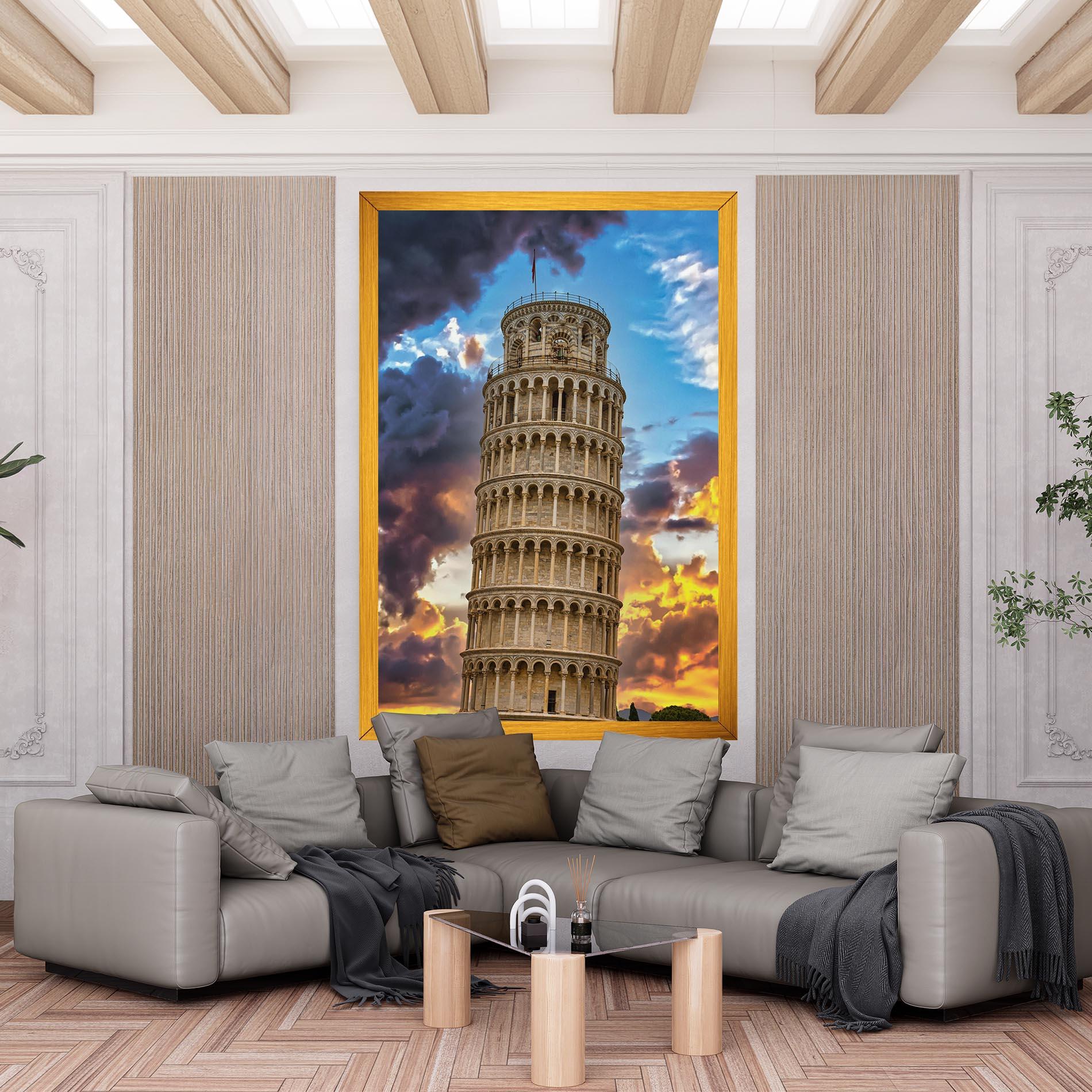 Leinwandbild Tower Of Pisa Sunset mockup 6