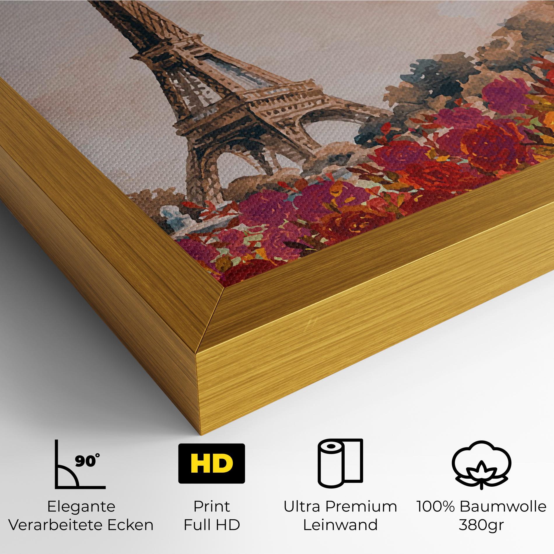 Leinwandbild Eiffel Tower Roses mockup 4