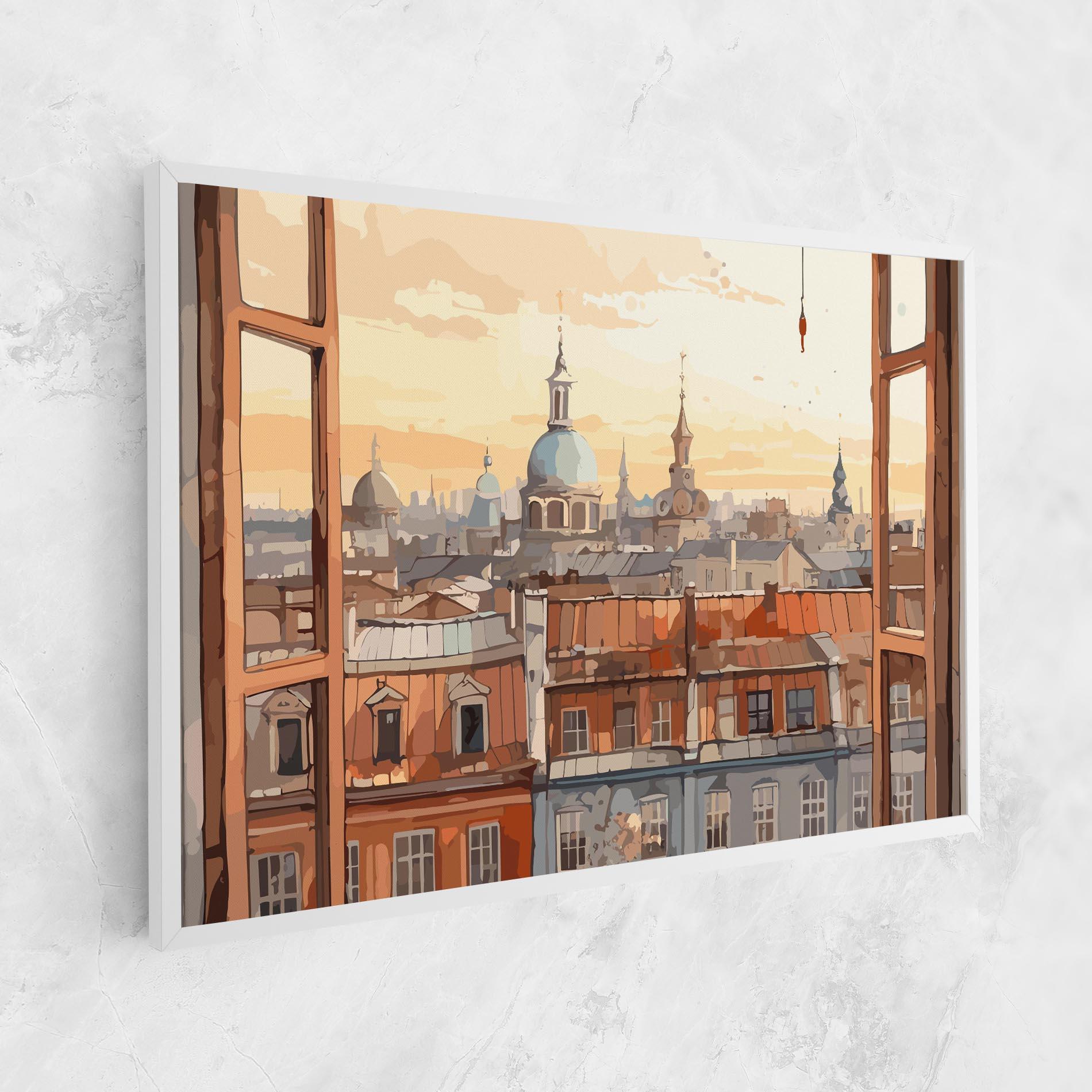 Leinwandbild Window City View mockup 1