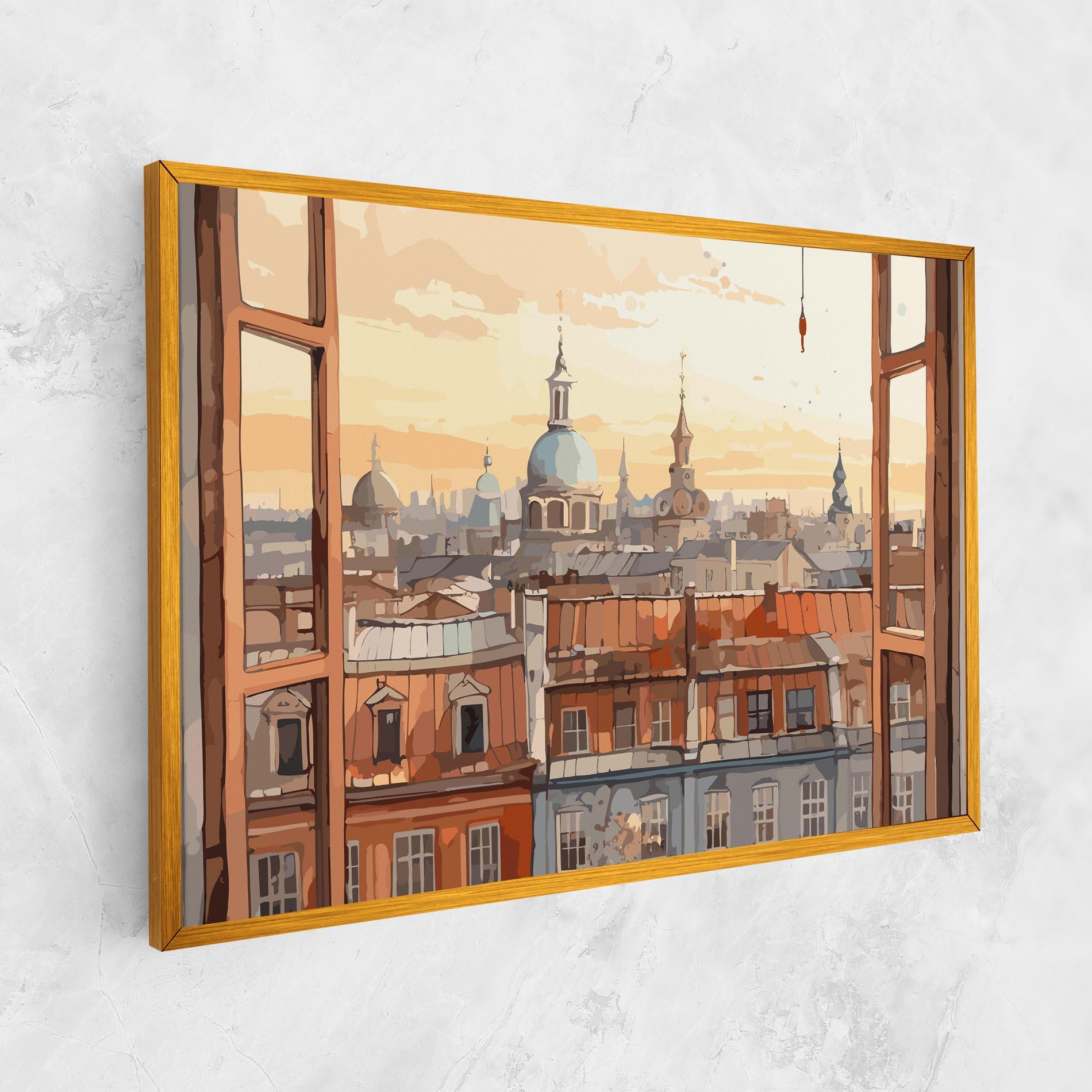 Leinwandbild Window City View mockup 1