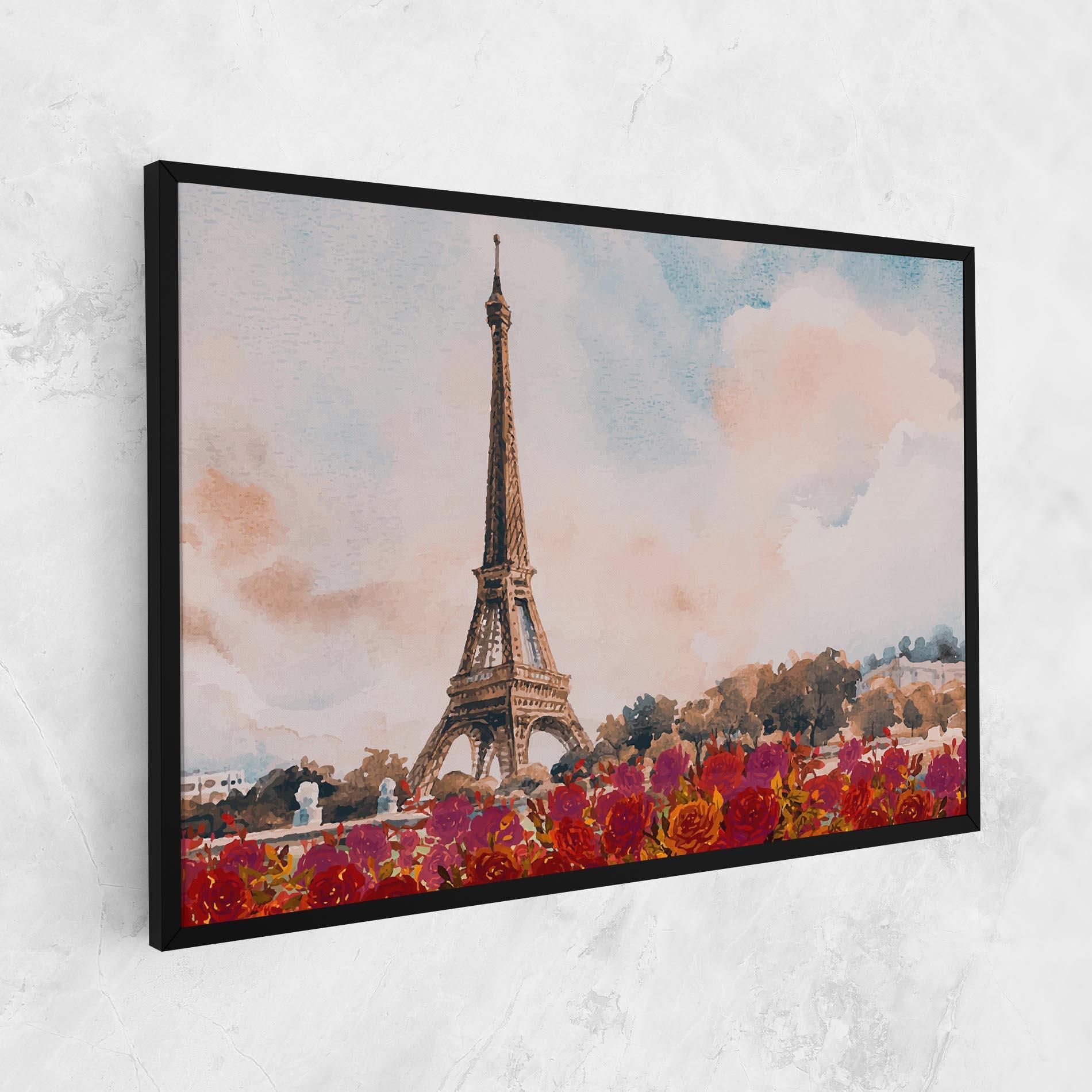 Leinwandbild Eiffel Tower Roses mockup 1