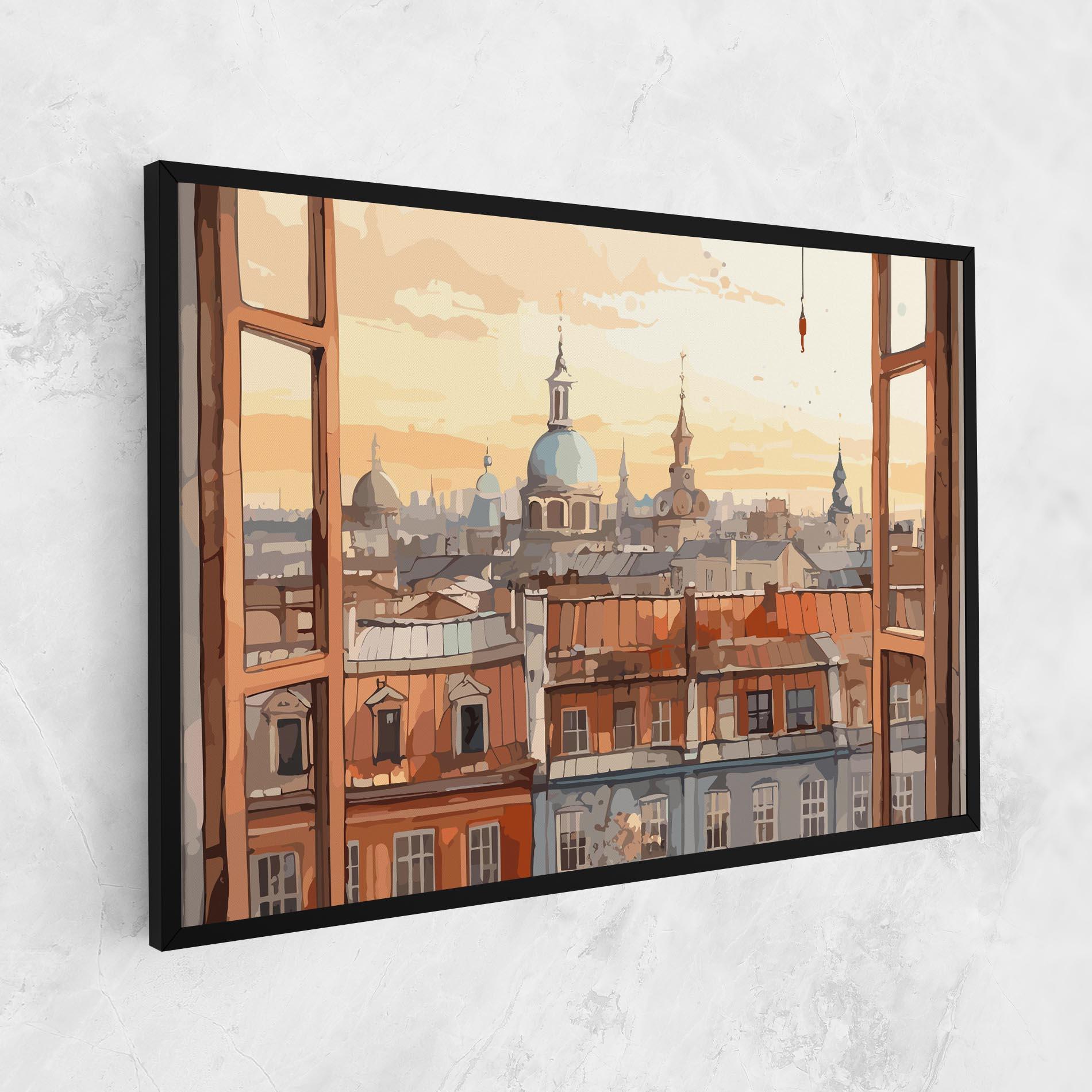 Leinwandbild Window City View mockup 1