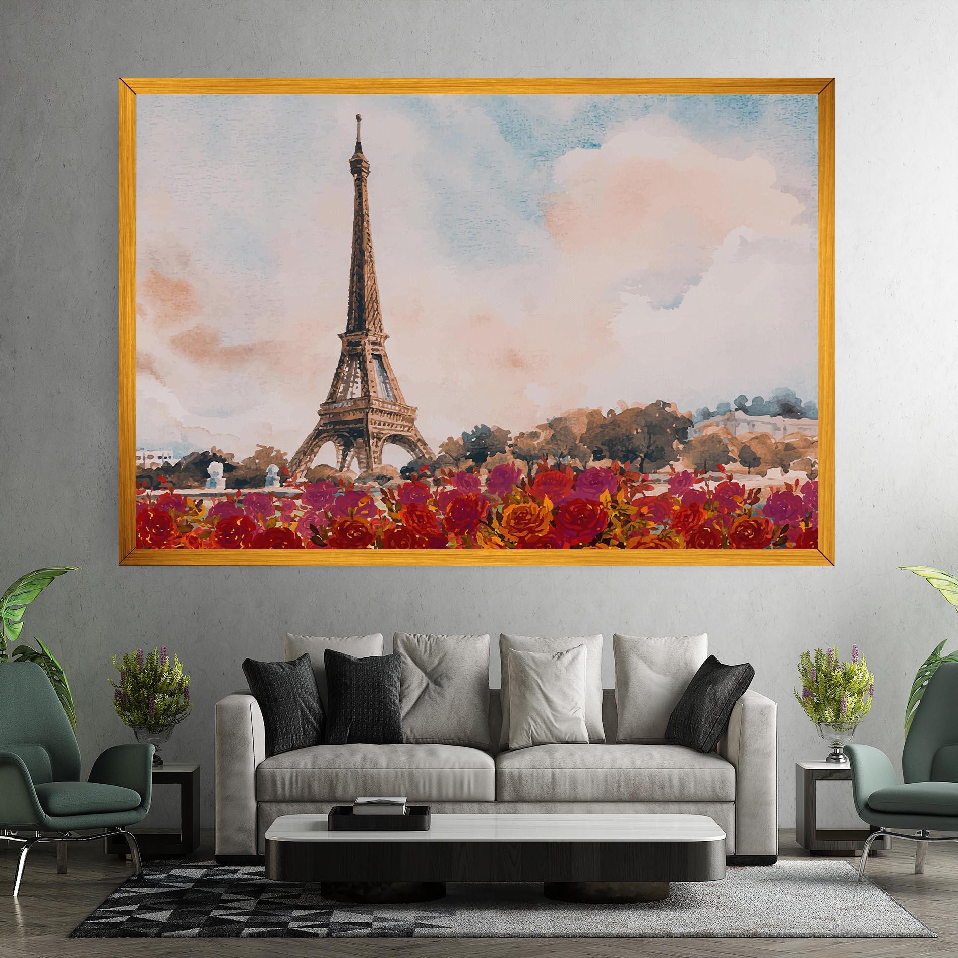 Leinwandbild Eiffel Tower Roses mockup 7