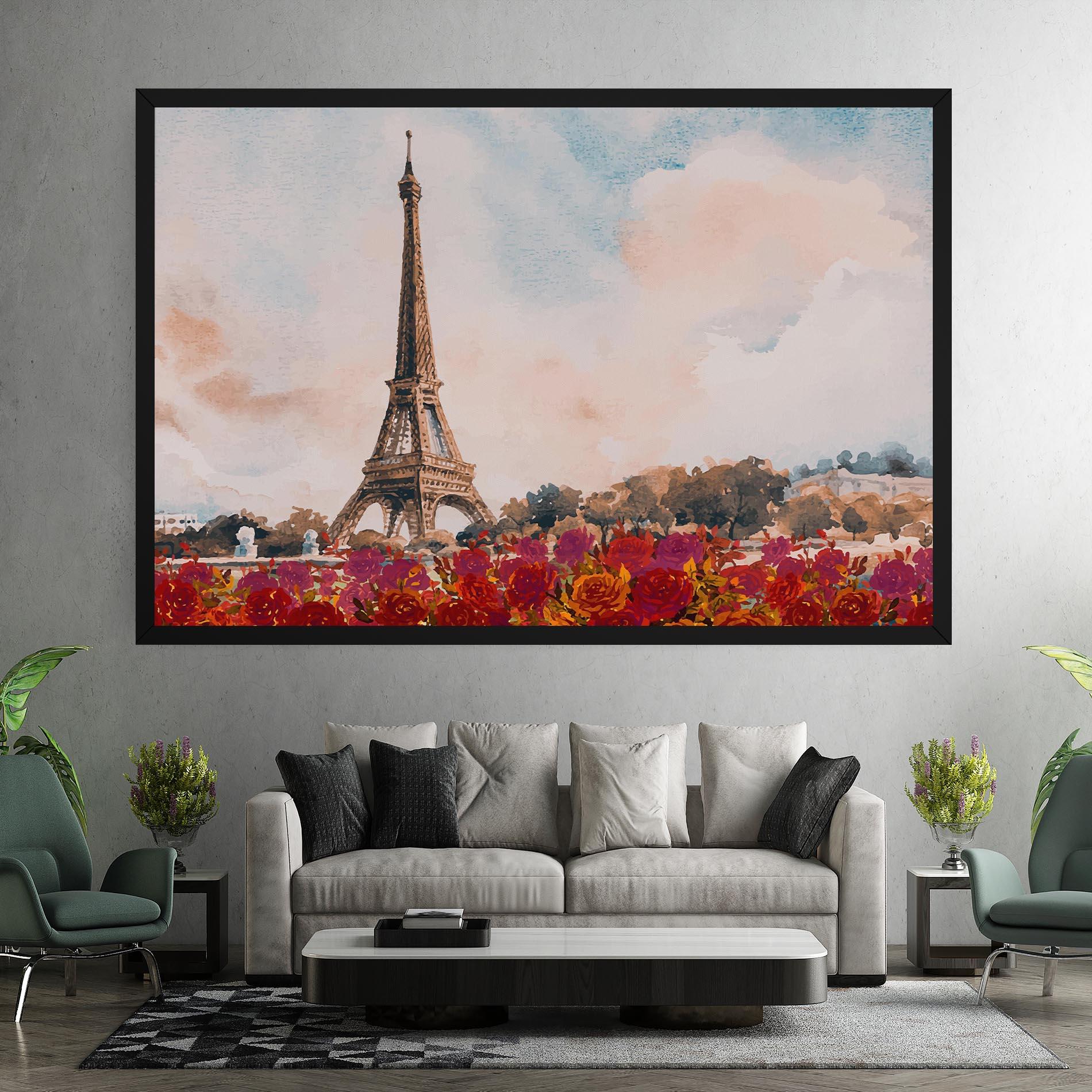 Leinwandbild Eiffel Tower Roses mockup 7