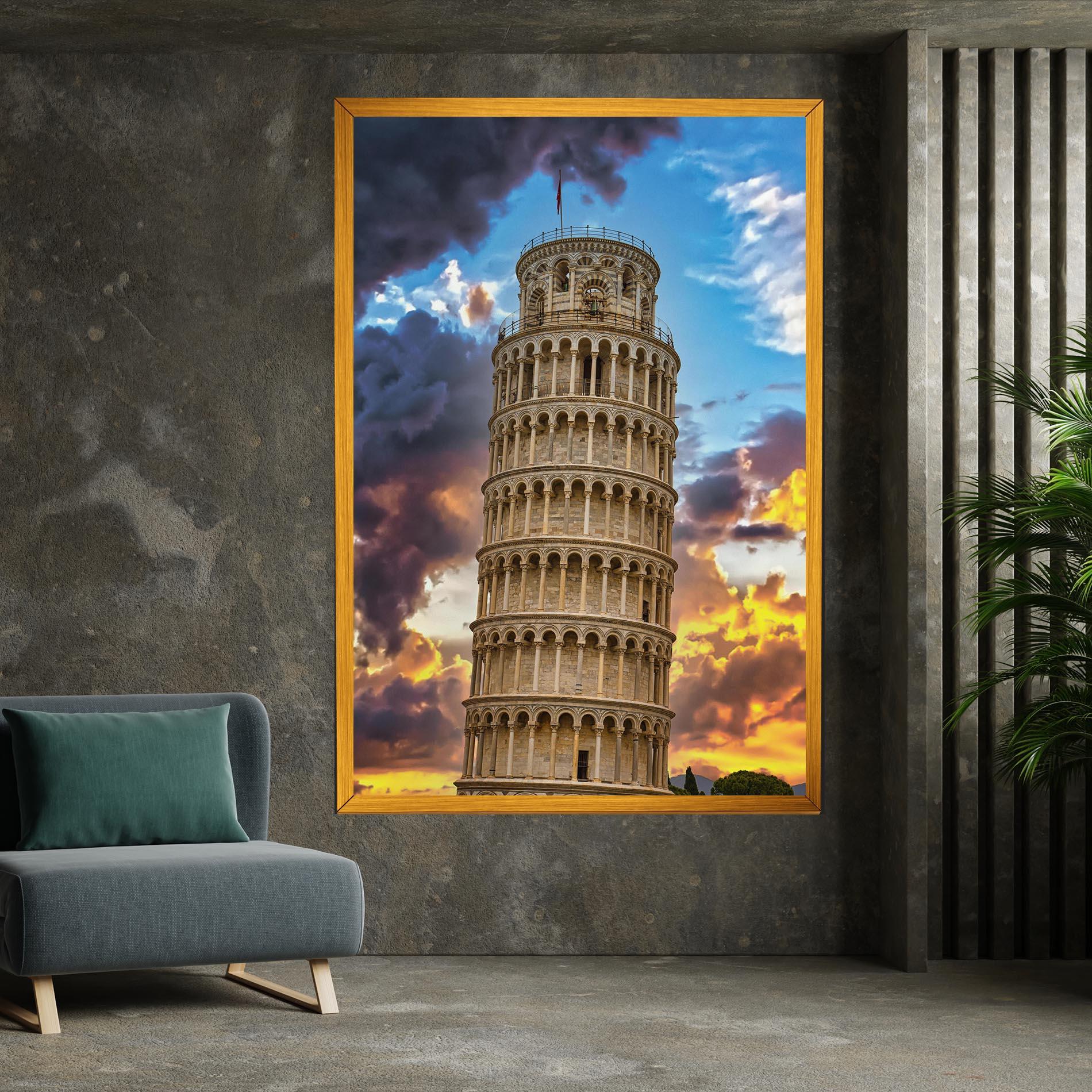 Leinwandbild Tower Of Pisa Sunset mockup 7