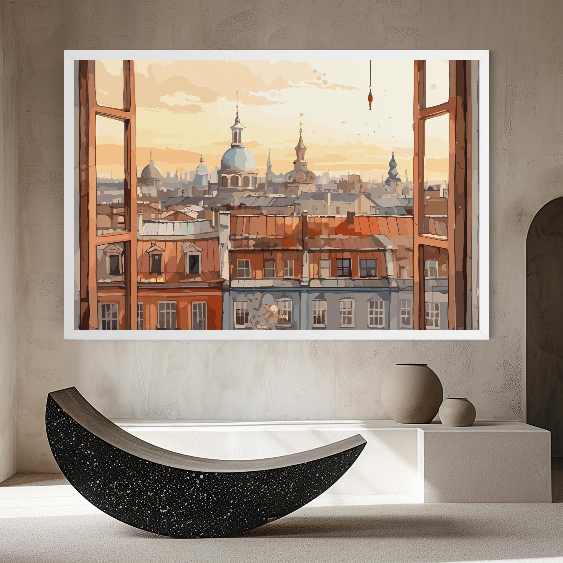 Leinwandbild Window City View mockup 8