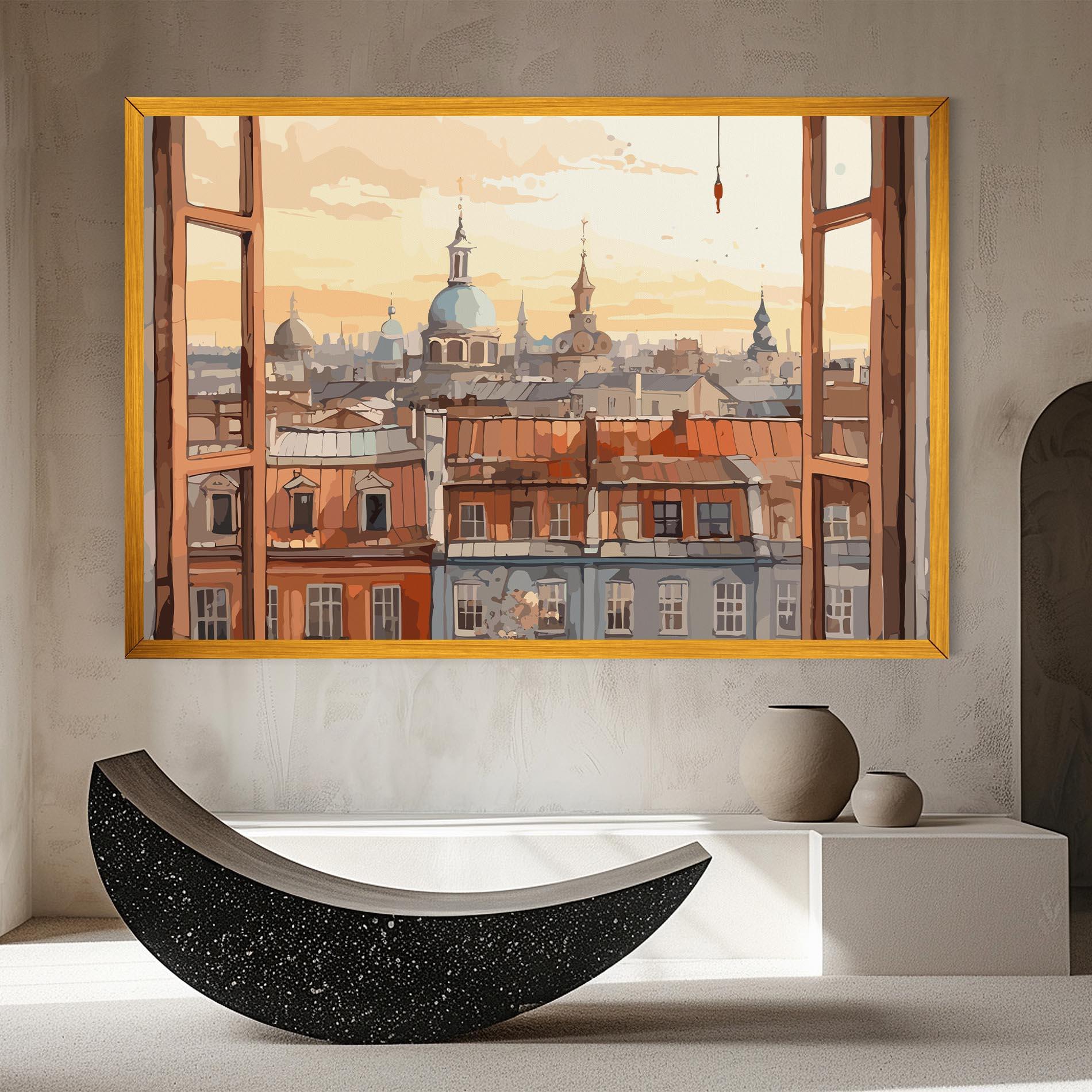Leinwandbild Window City View mockup 8