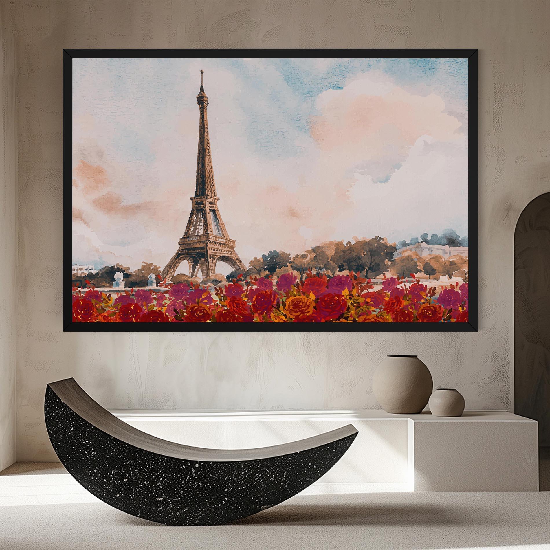 Leinwandbild Eiffel Tower Roses mockup 8