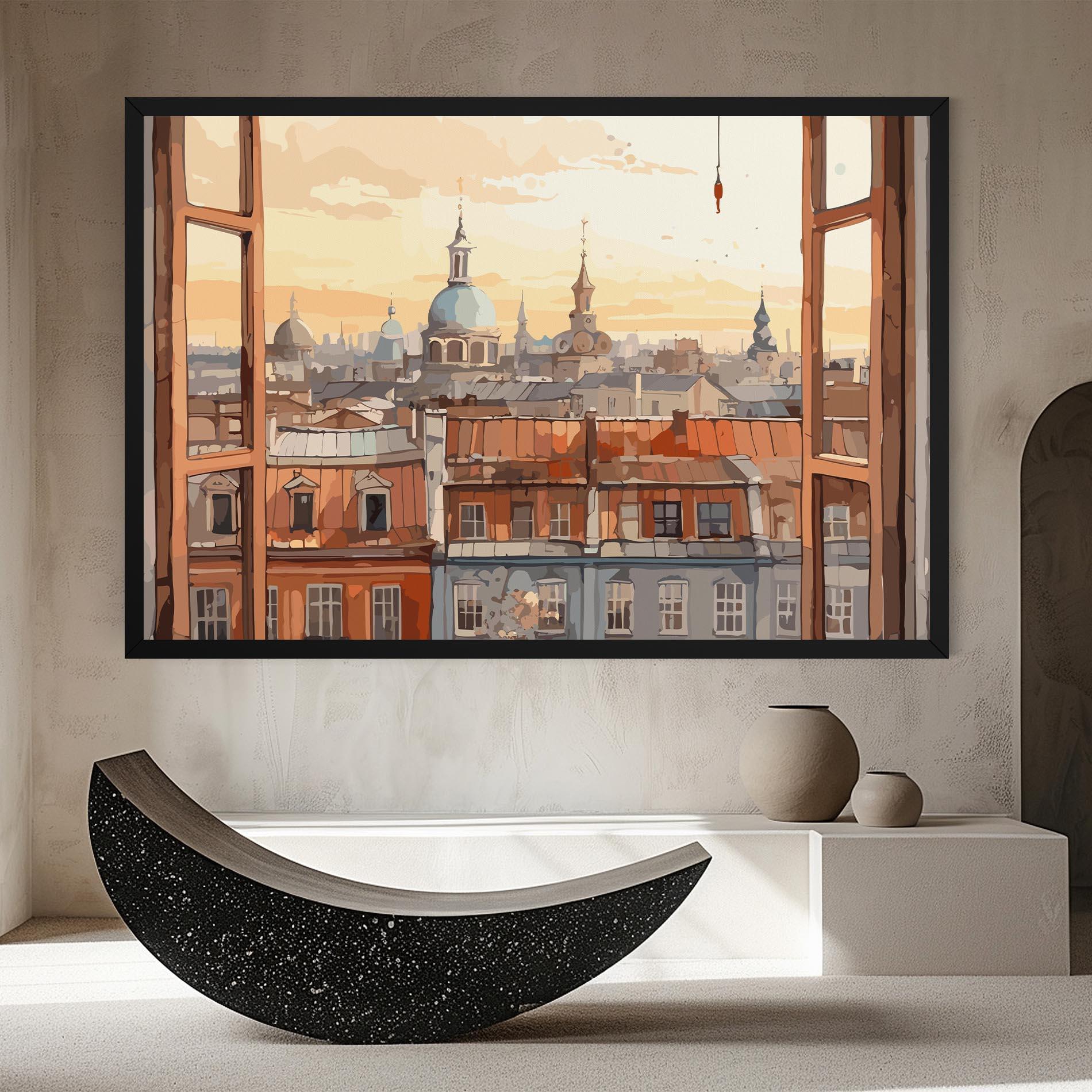 Leinwandbild Window City View mockup 8