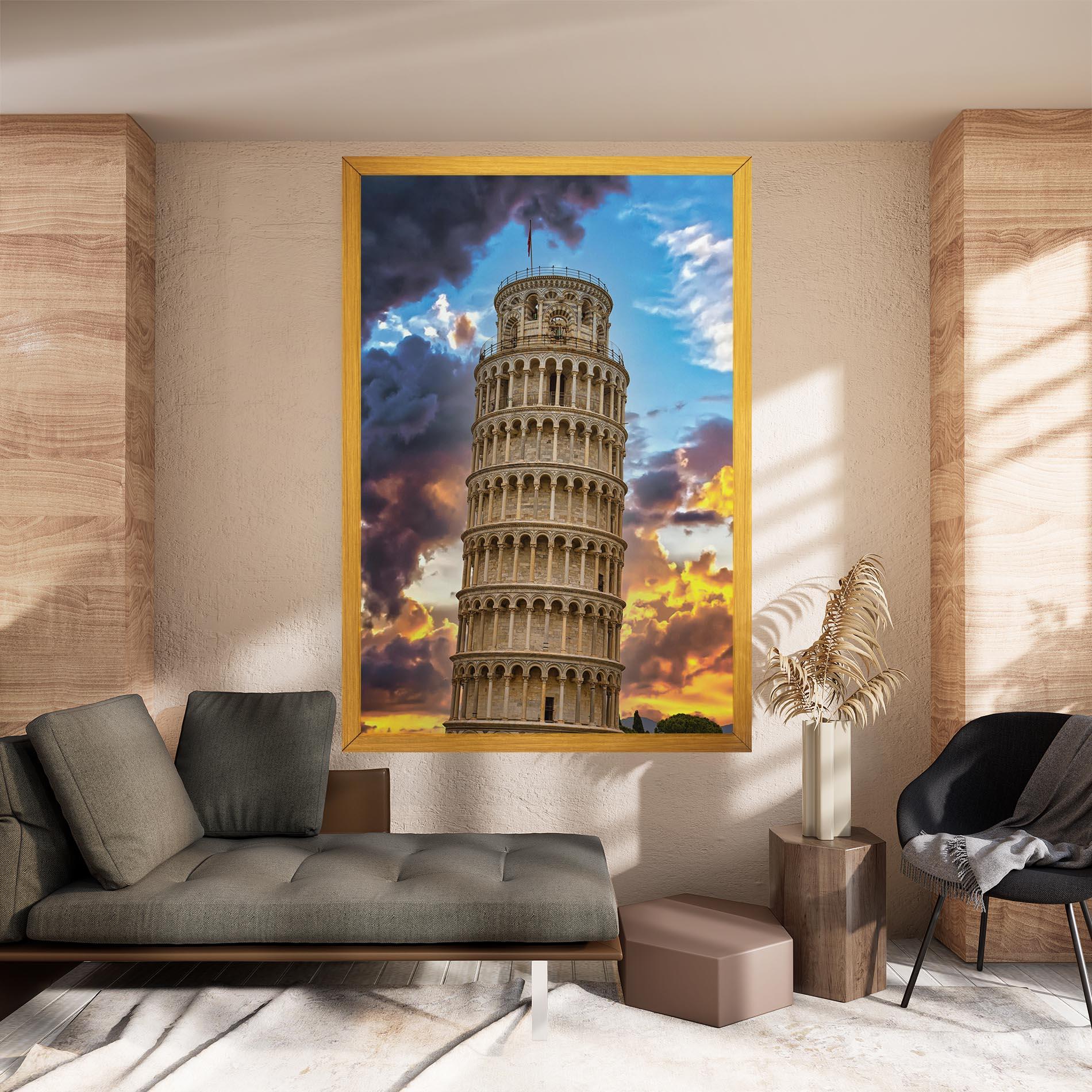 Leinwandbild Tower Of Pisa Sunset mockup 8