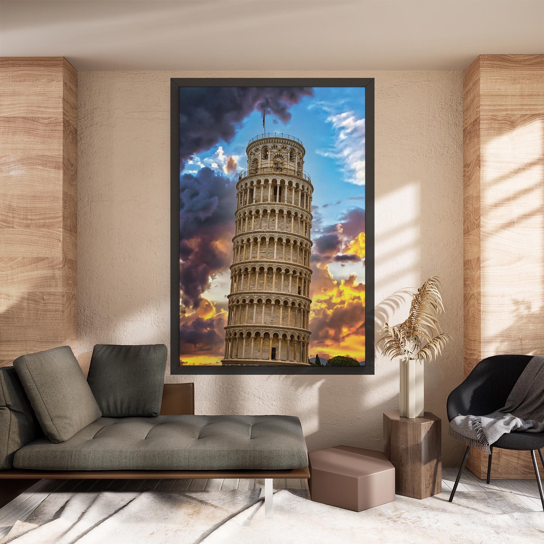 Leinwandbild Tower Of Pisa Sunset mockup 8