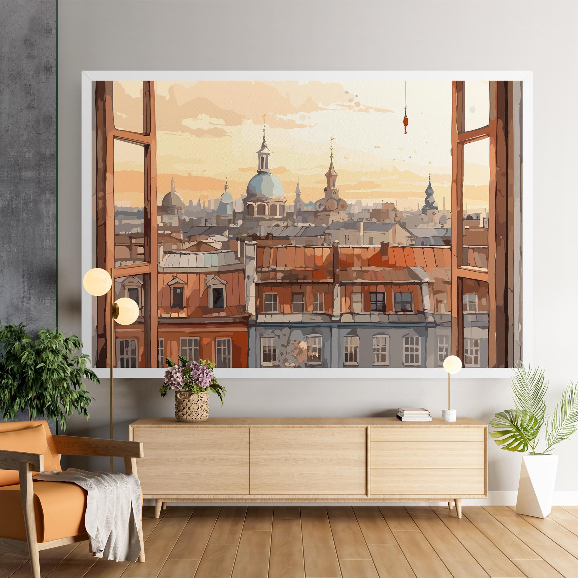 Leinwandbild Window City View mockup 9