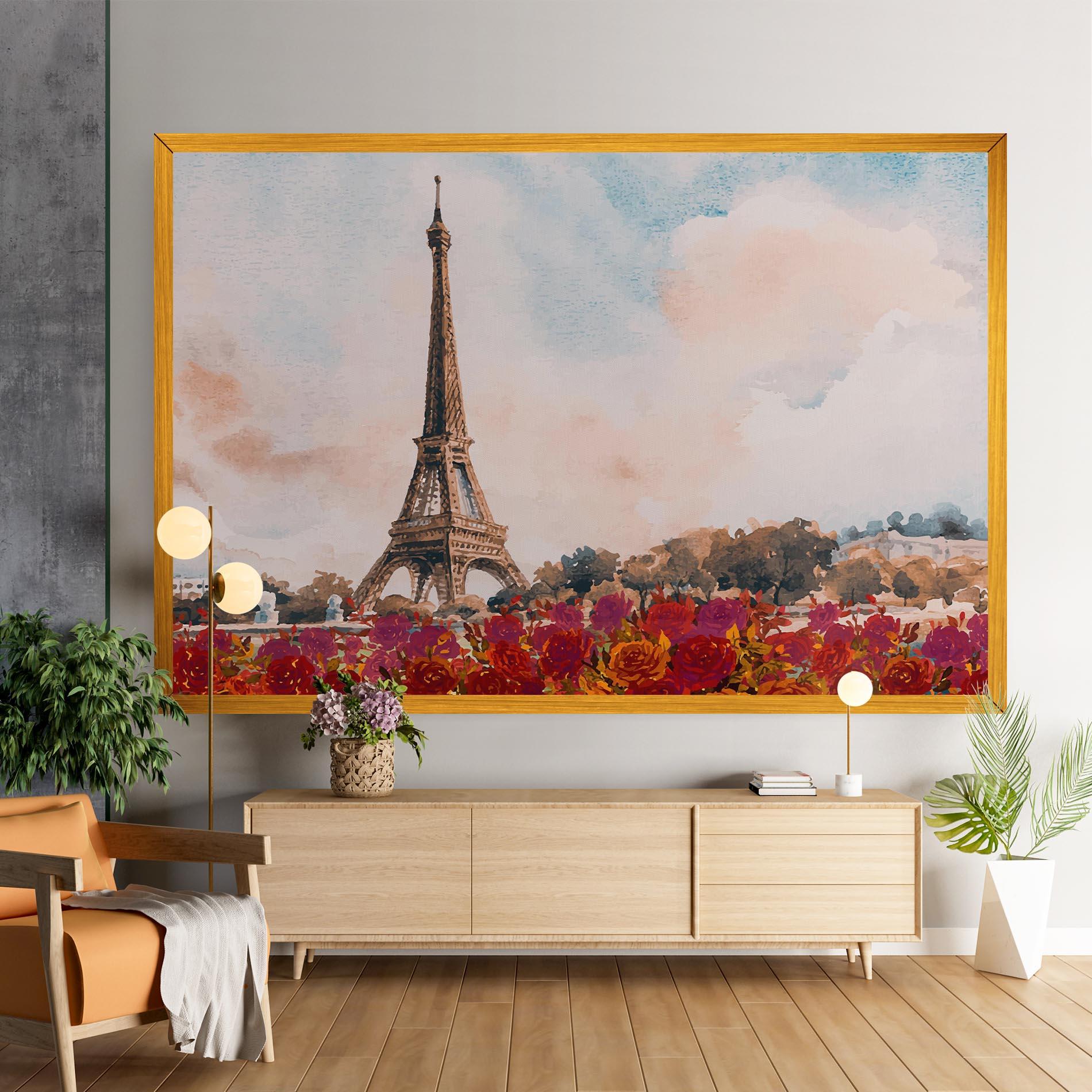 Leinwandbild Eiffel Tower Roses mockup 9