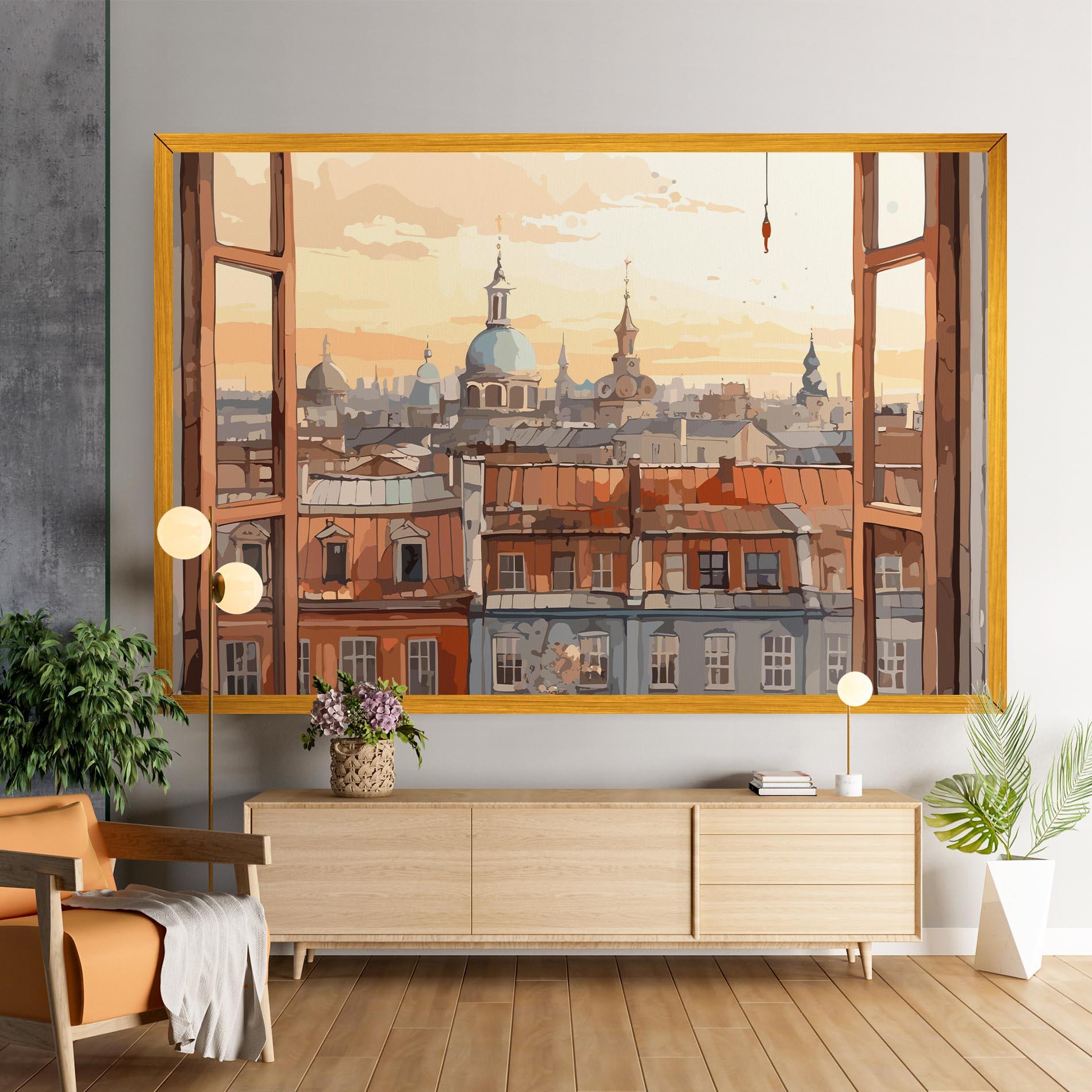 Leinwandbild Window City View mockup 9