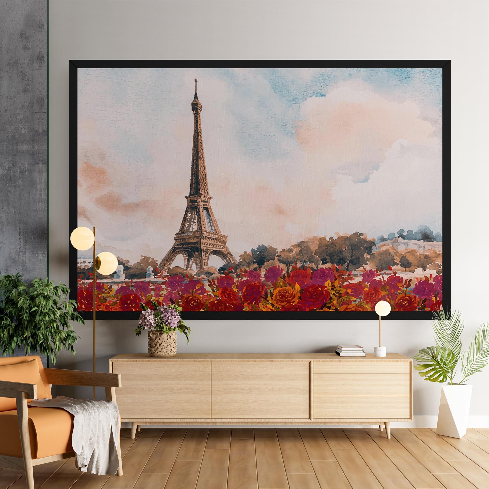 Leinwandbild Eiffel Tower Roses mockup 9