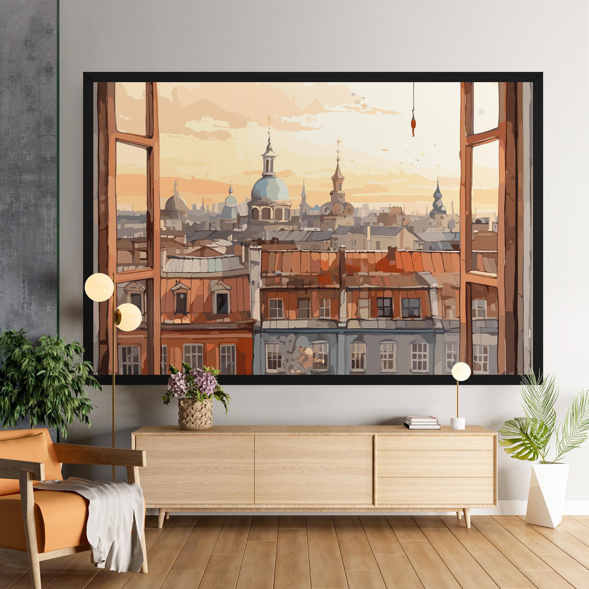 Leinwandbild Window City View mockup 9